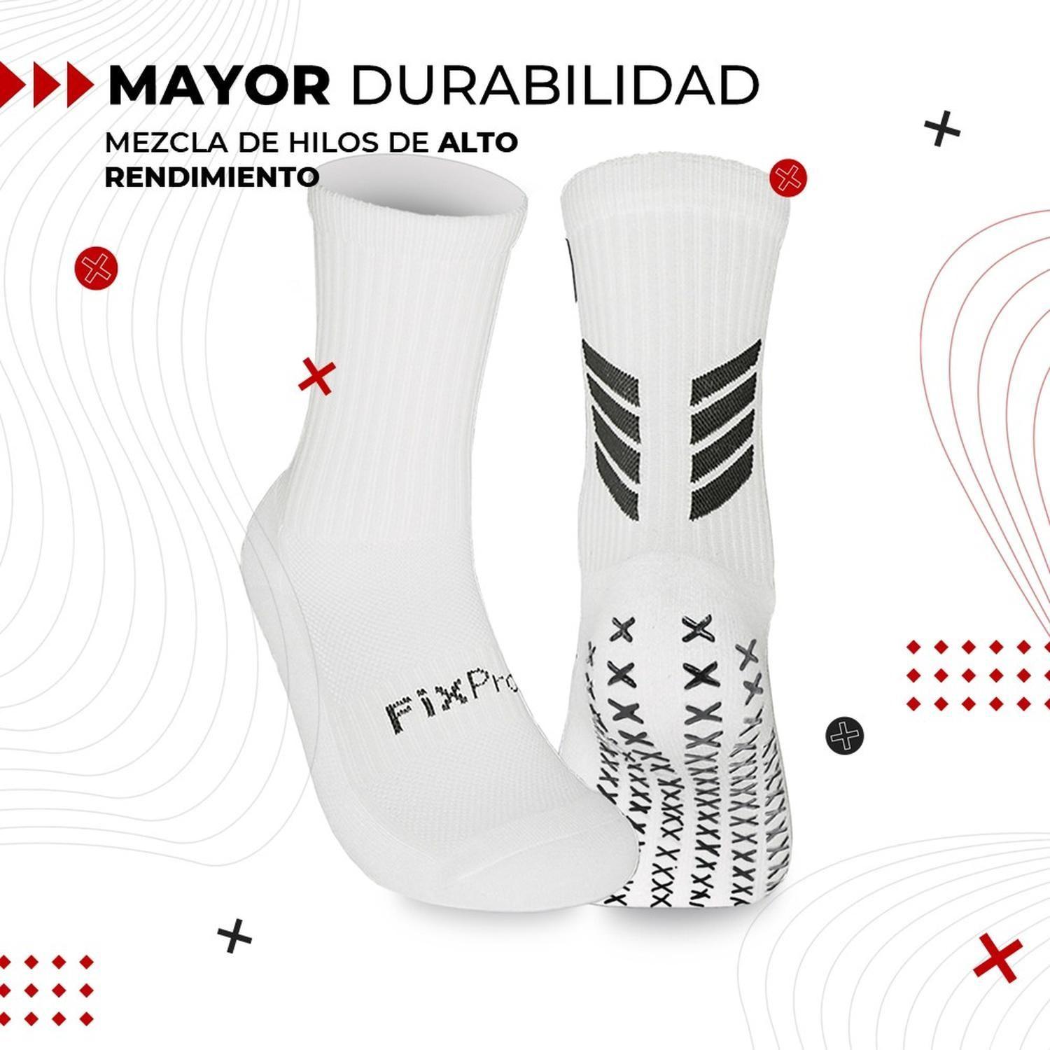 Medias Futbol Calcetas  Deportivas Antideslizantes x3 Fitnics Talla Única blanco-11