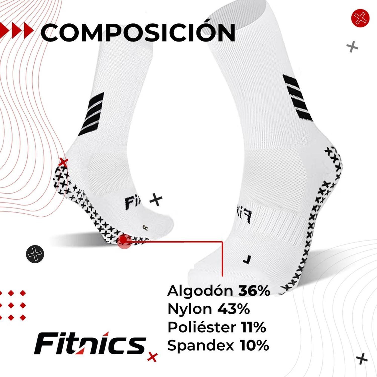 Medias Futbol Calcetas  Deportivas Antideslizantes x3 Fitnics Talla Única blanco-9