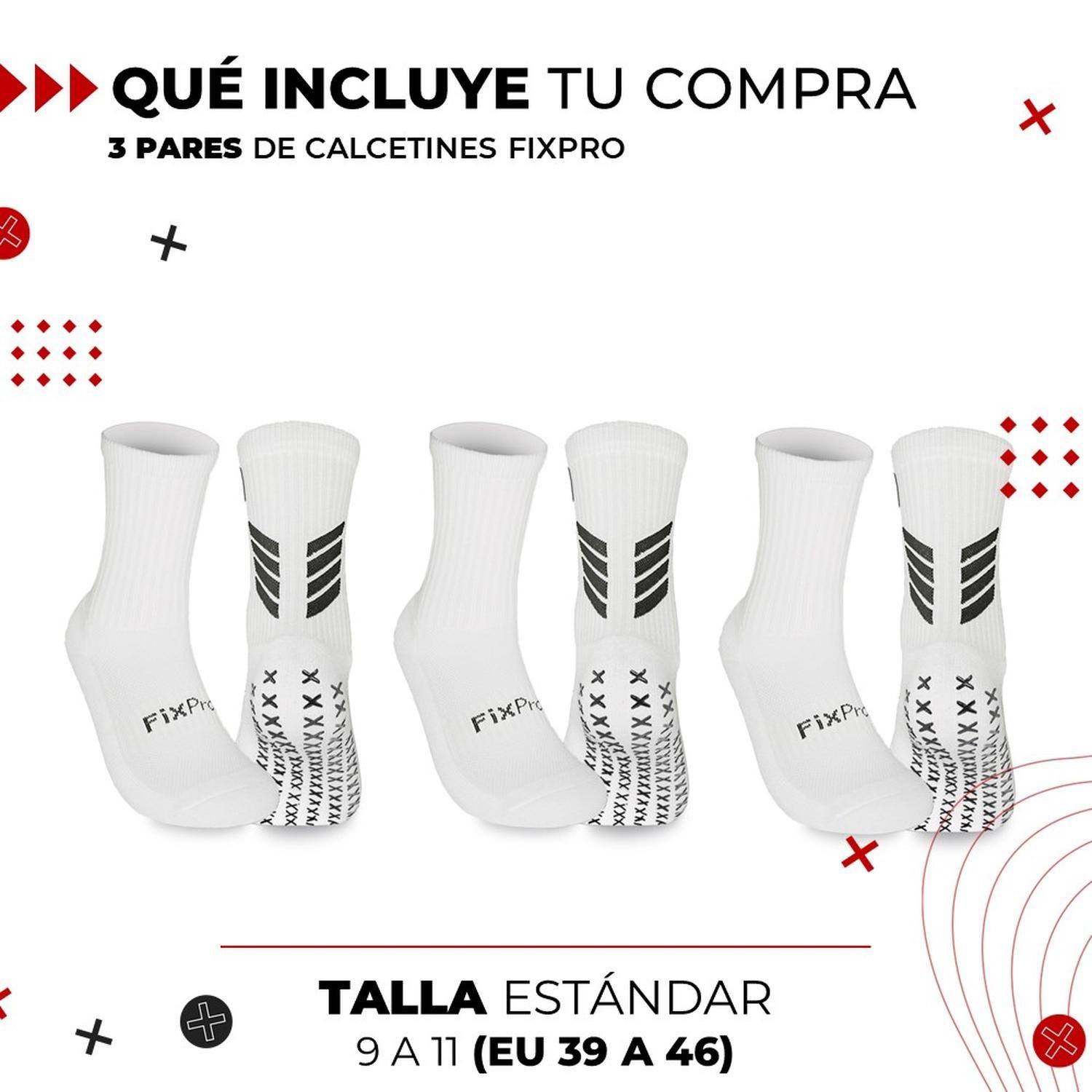 Medias Futbol Calcetas  Deportivas Antideslizantes x3 Fitnics Talla Única blanco-7