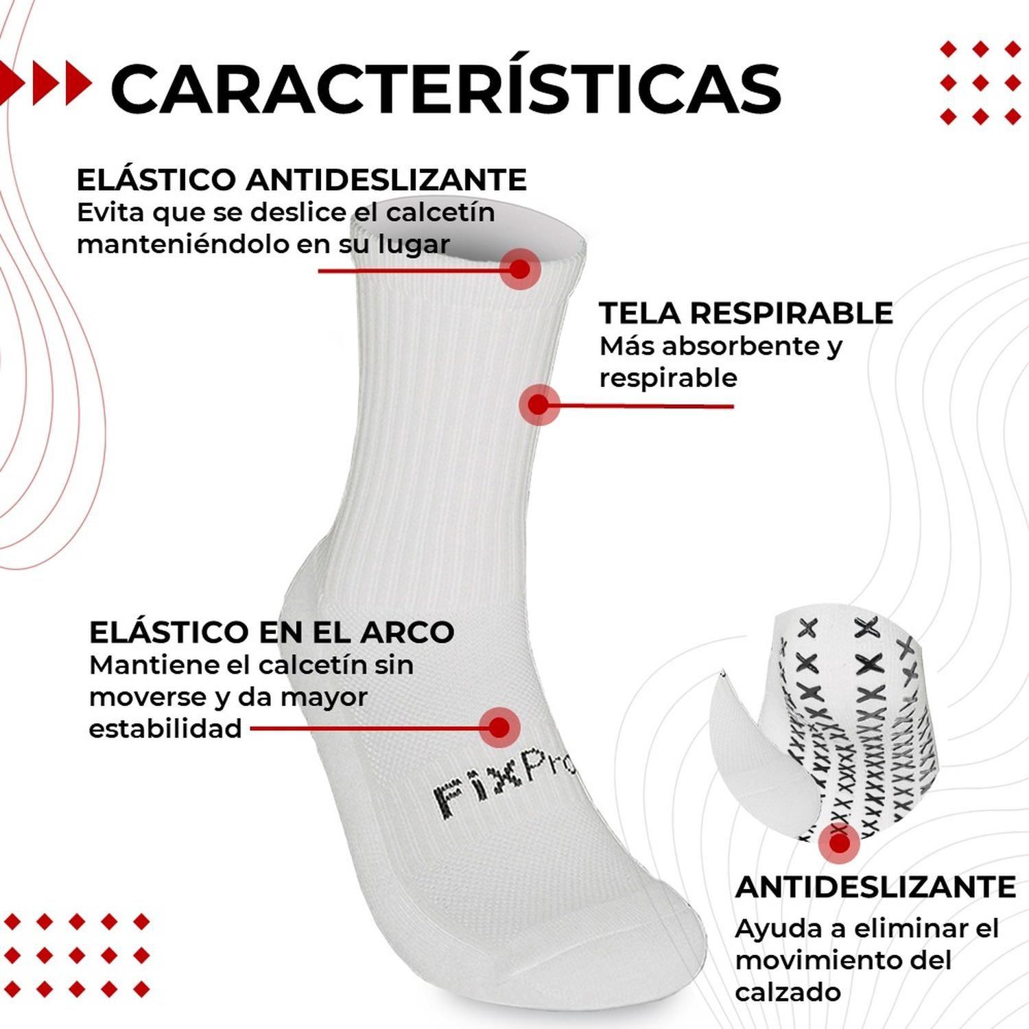 Medias Futbol Calcetas  Deportivas Antideslizantes x3 Fitnics Talla Única blanco-6