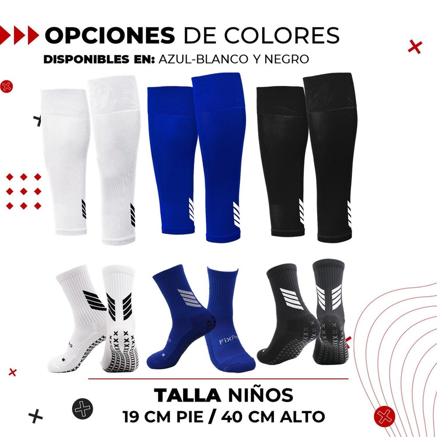 Medias Futbol Niños Antideslizantes Set 2 + Pantorrillera blanco-9