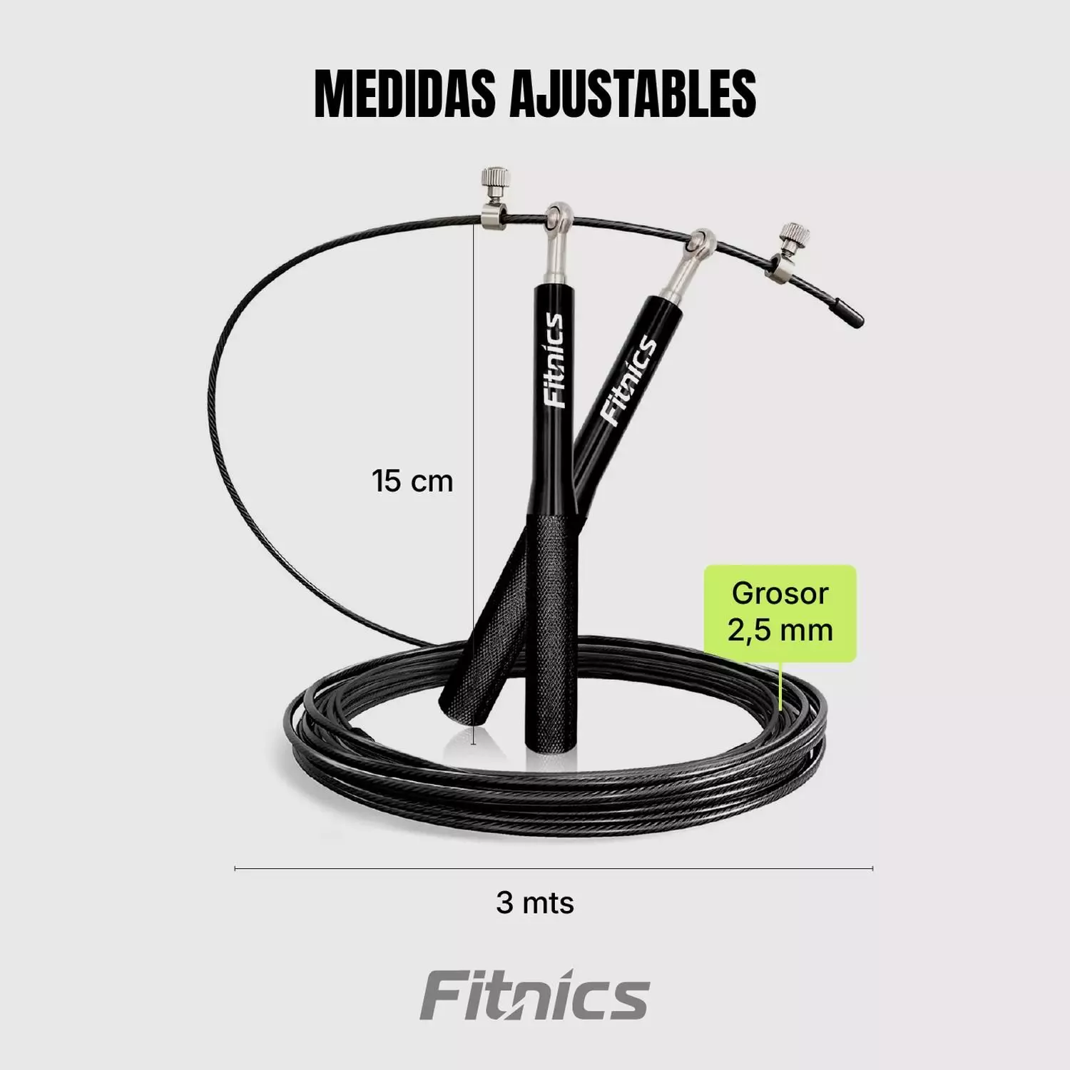 Cuerda Saltar Ajustable con Peso Profesional Cardio Crossfit Silver negro-6