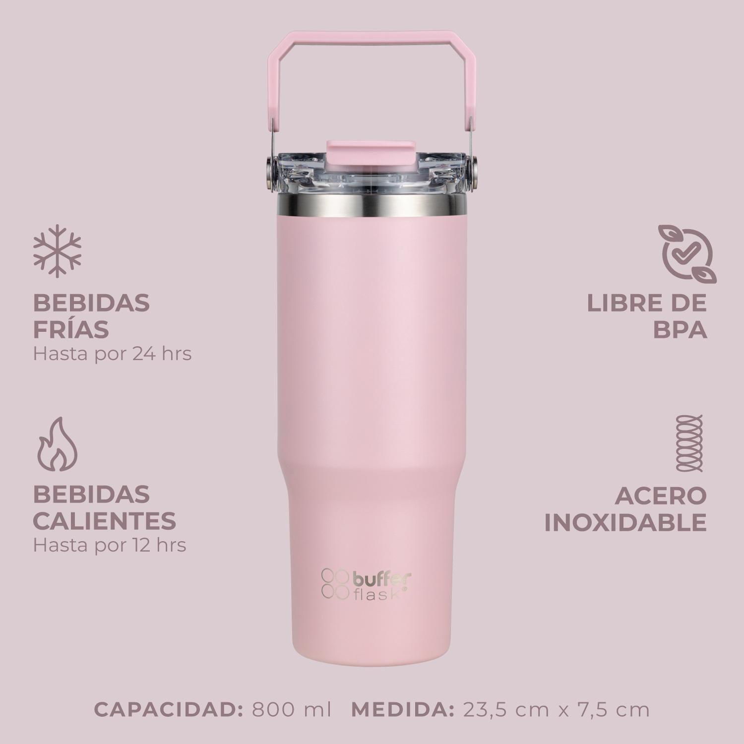 Botella Termica Agua Mug Buffer Acero Inox 800 ml Rosa-2