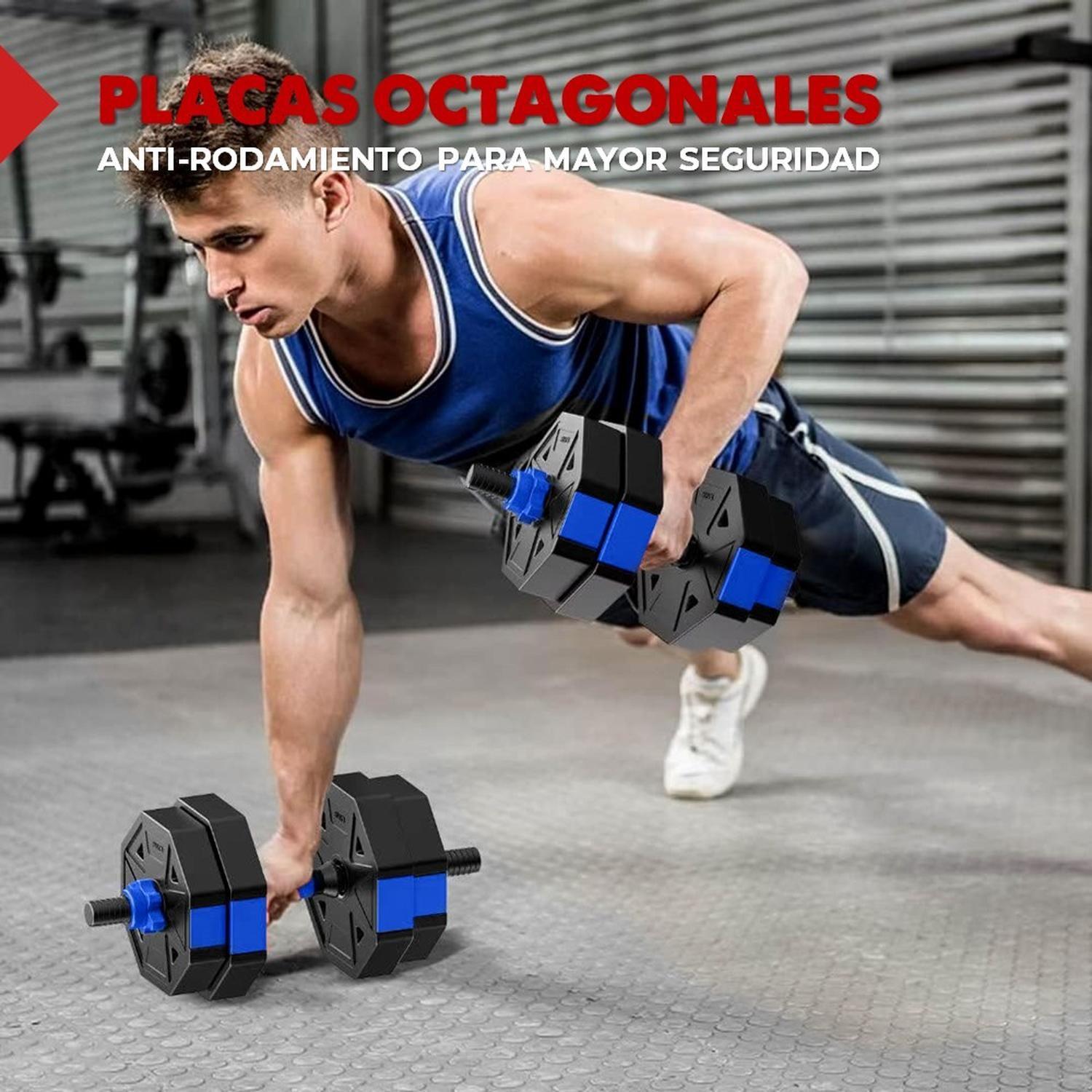 Mancuernas Ajustables Set de 15 Kg Total Fitnics 2en1 +Barra-3