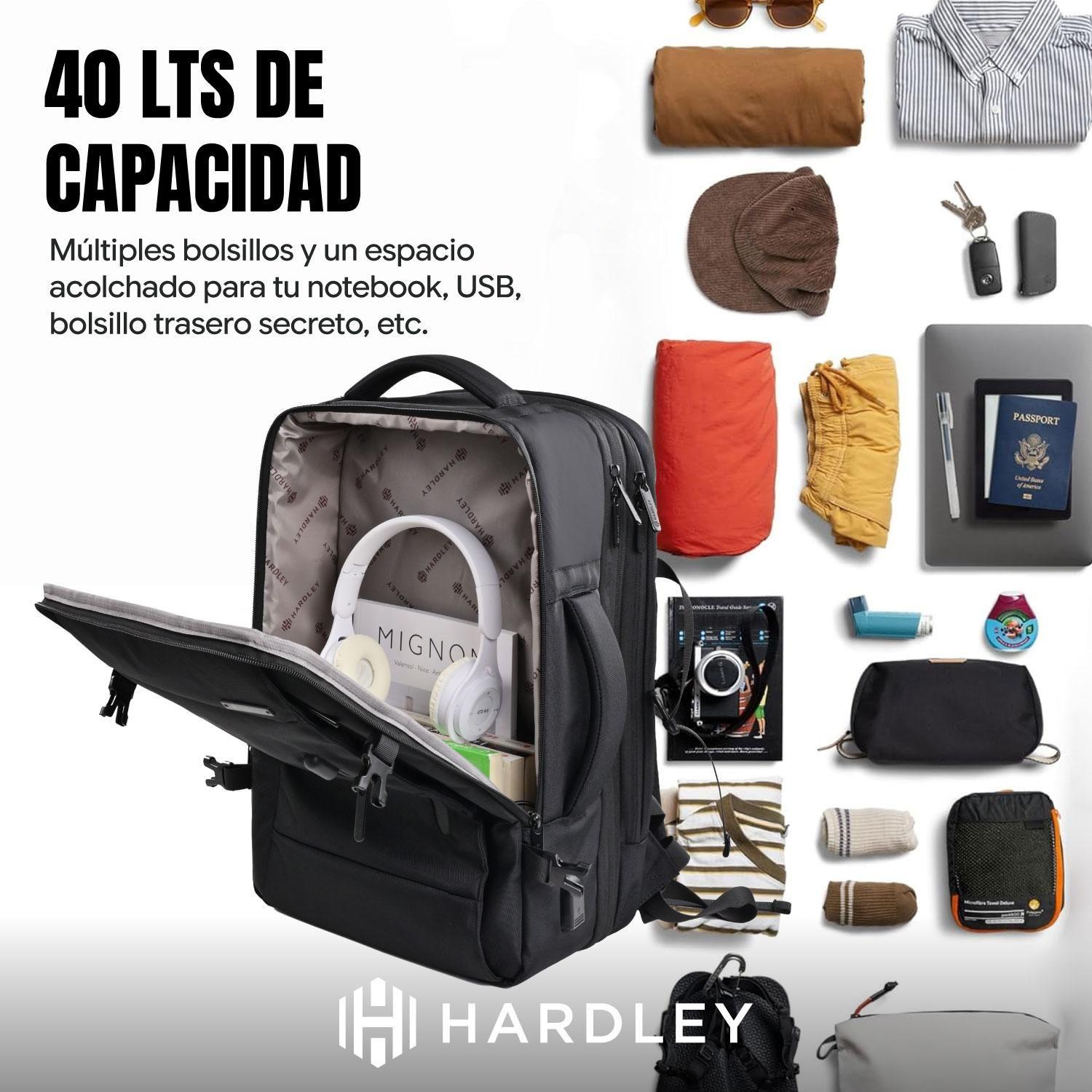 Mochila para Viaje Notebook Hardley 40L Nylon Balistico +USB-4
