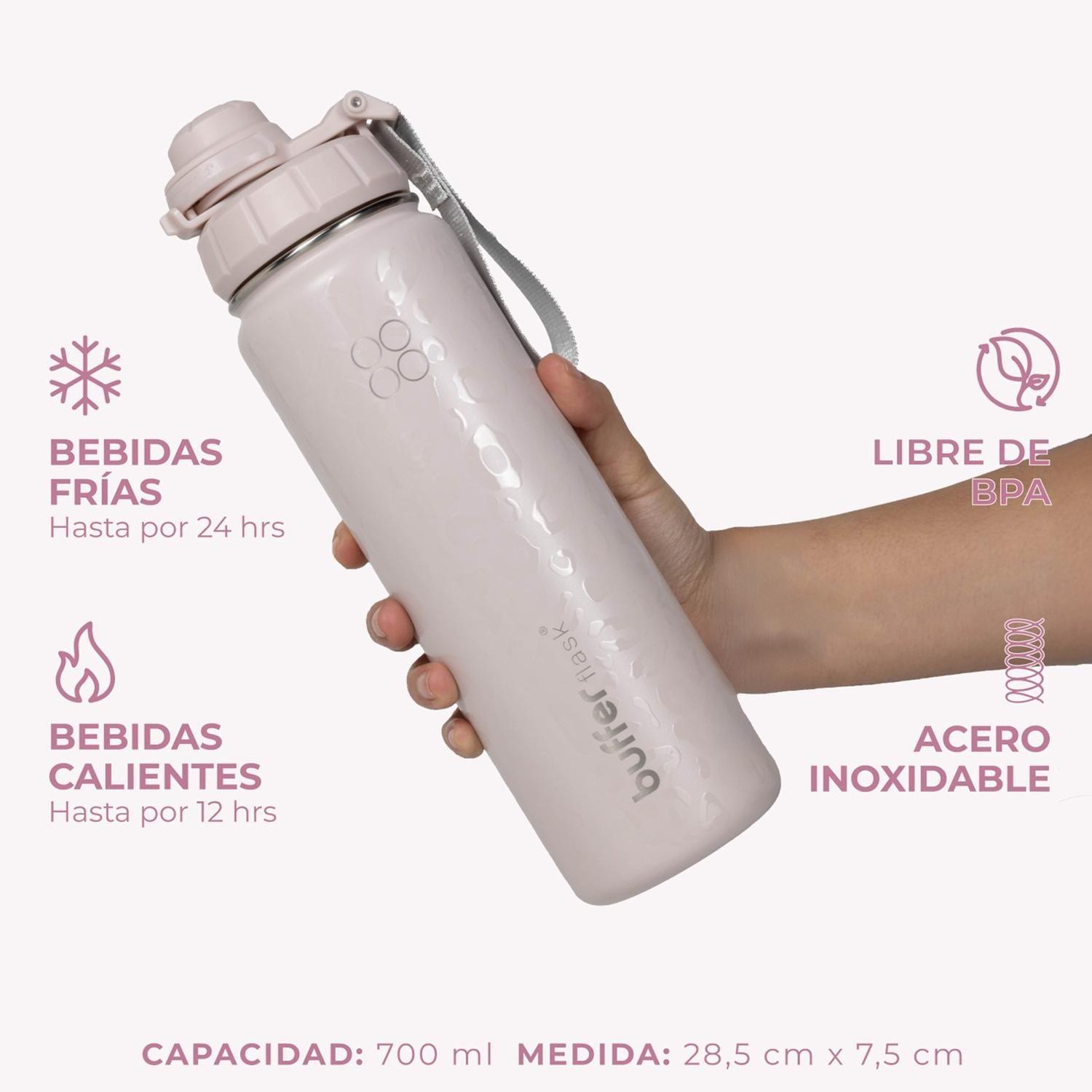Termo Botella Set x2 Agua Termica Buffer Acero Inox+4 Tapas-2