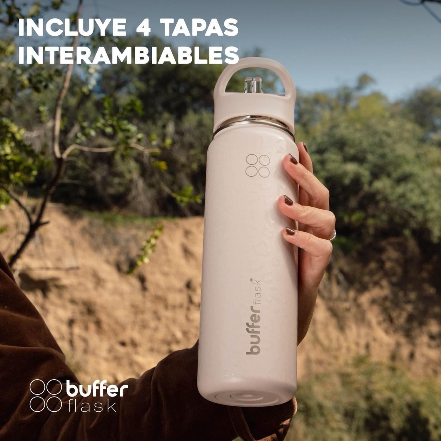 Termo Botella Set x2 Agua Termica Buffer Acero Inox+4 Tapas-5