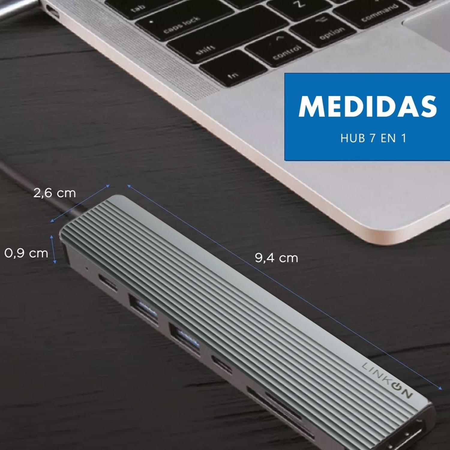 Hub Adaptador Usb C 7 En 1 Linkon Para Mac Macbook Windows-4