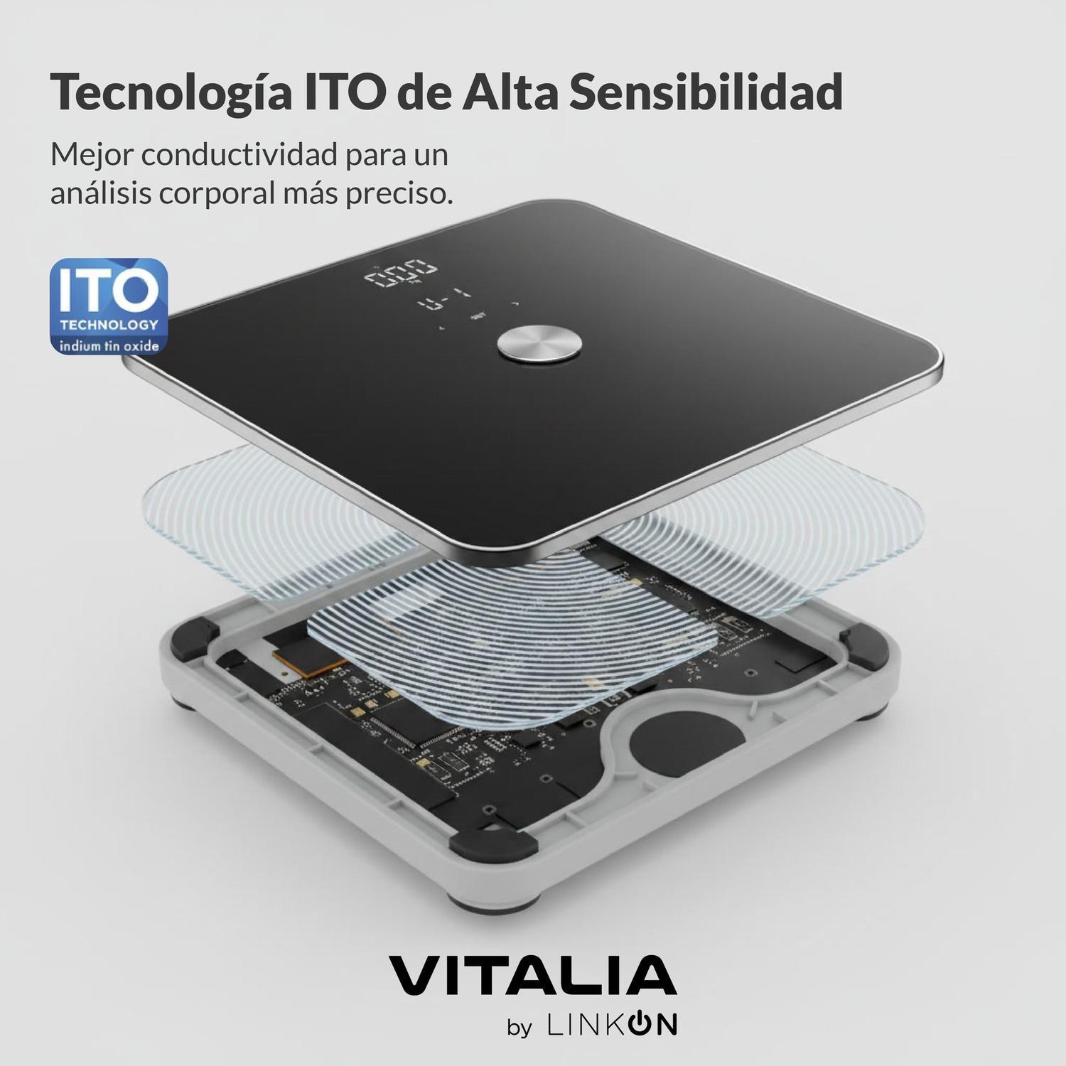 Pesa Inteligente Balanza Digital Vitalia Bluetooth Baño ITO-4