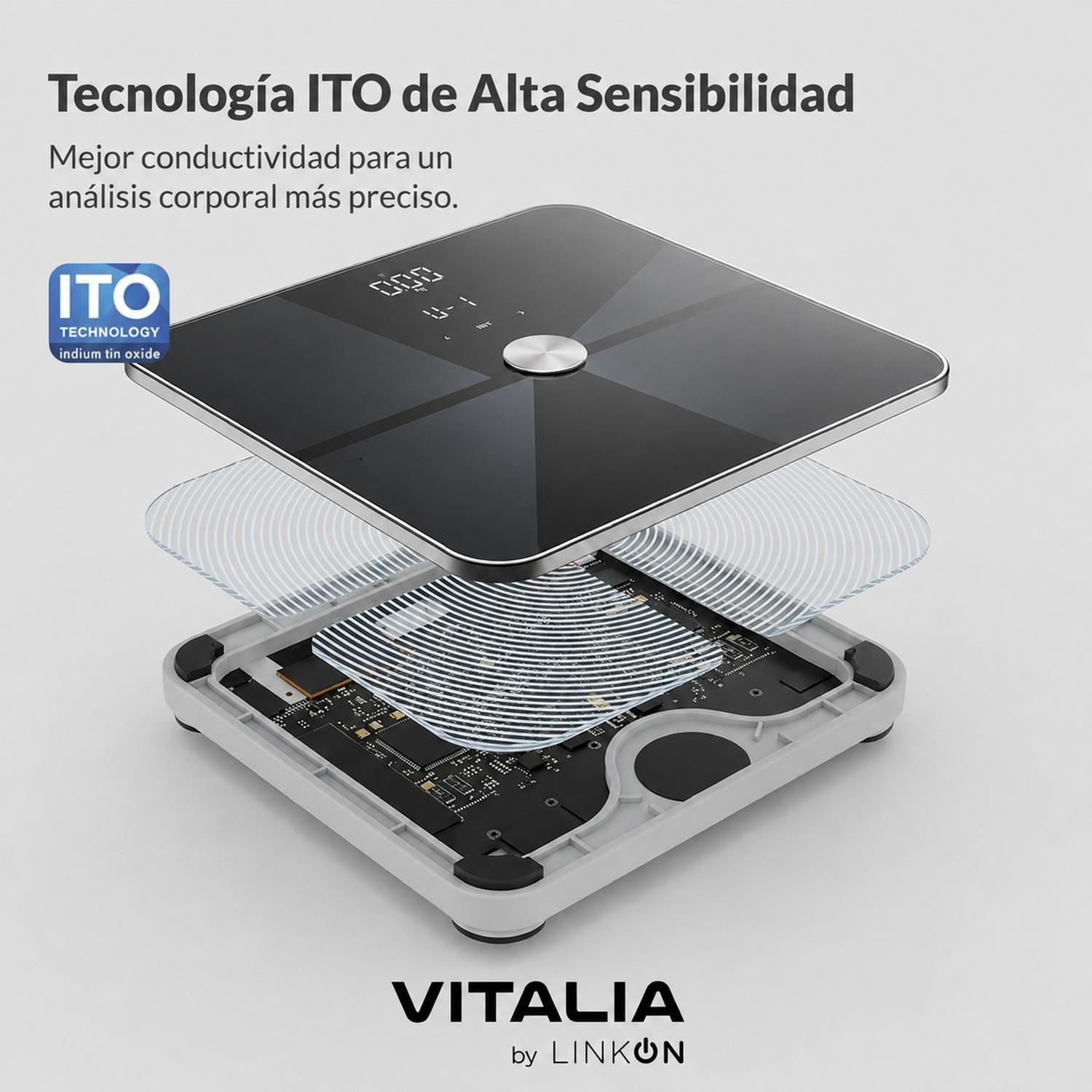 Pesa Inteligente Balanza Digital Vitalia Bluetooth Baño ITO-4