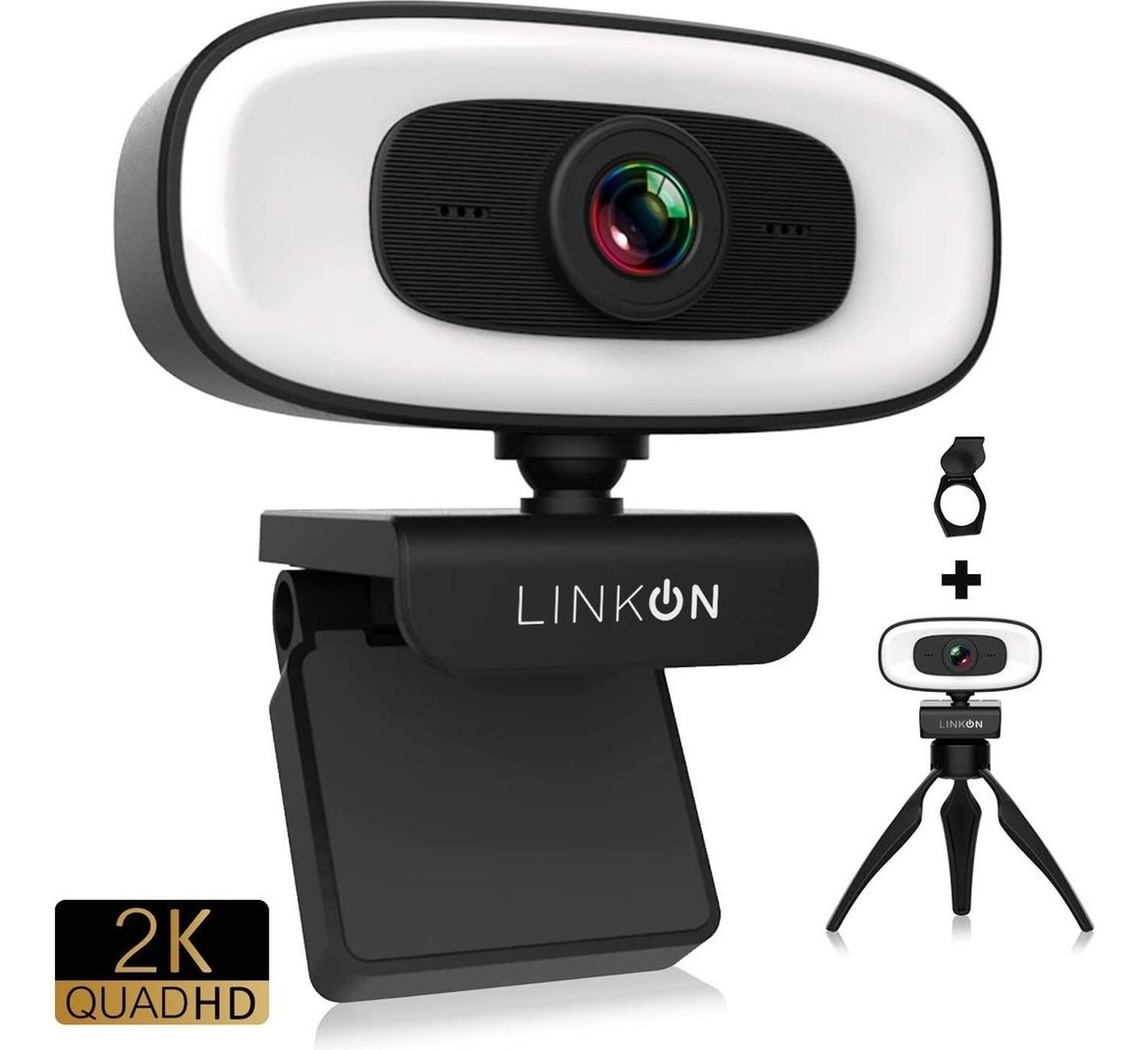Webcam Camara Web 2K Aro de Luz Microfono Tripode CubreLente-9