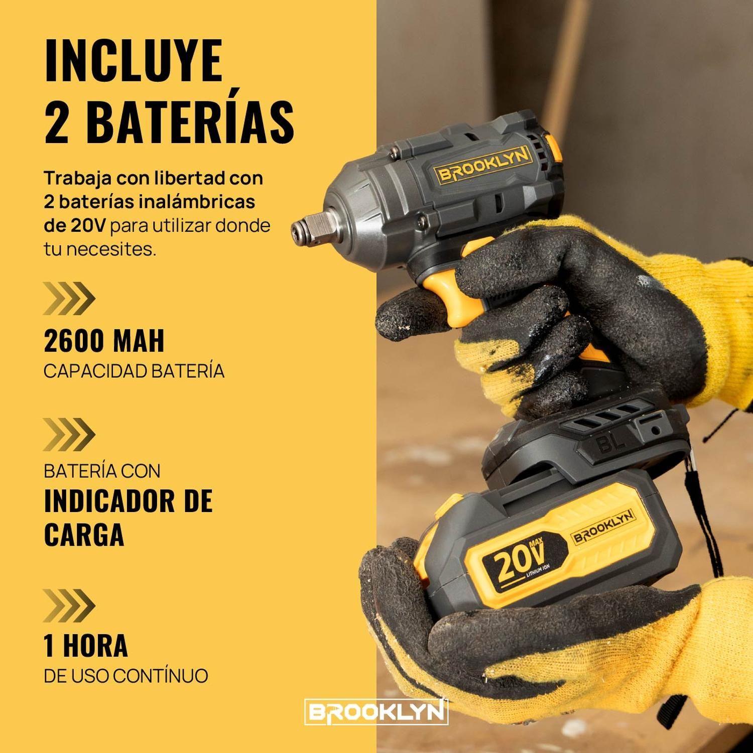 Llave Impacto Inalambrica Brooklyn Brushless + 2 Baterías-3