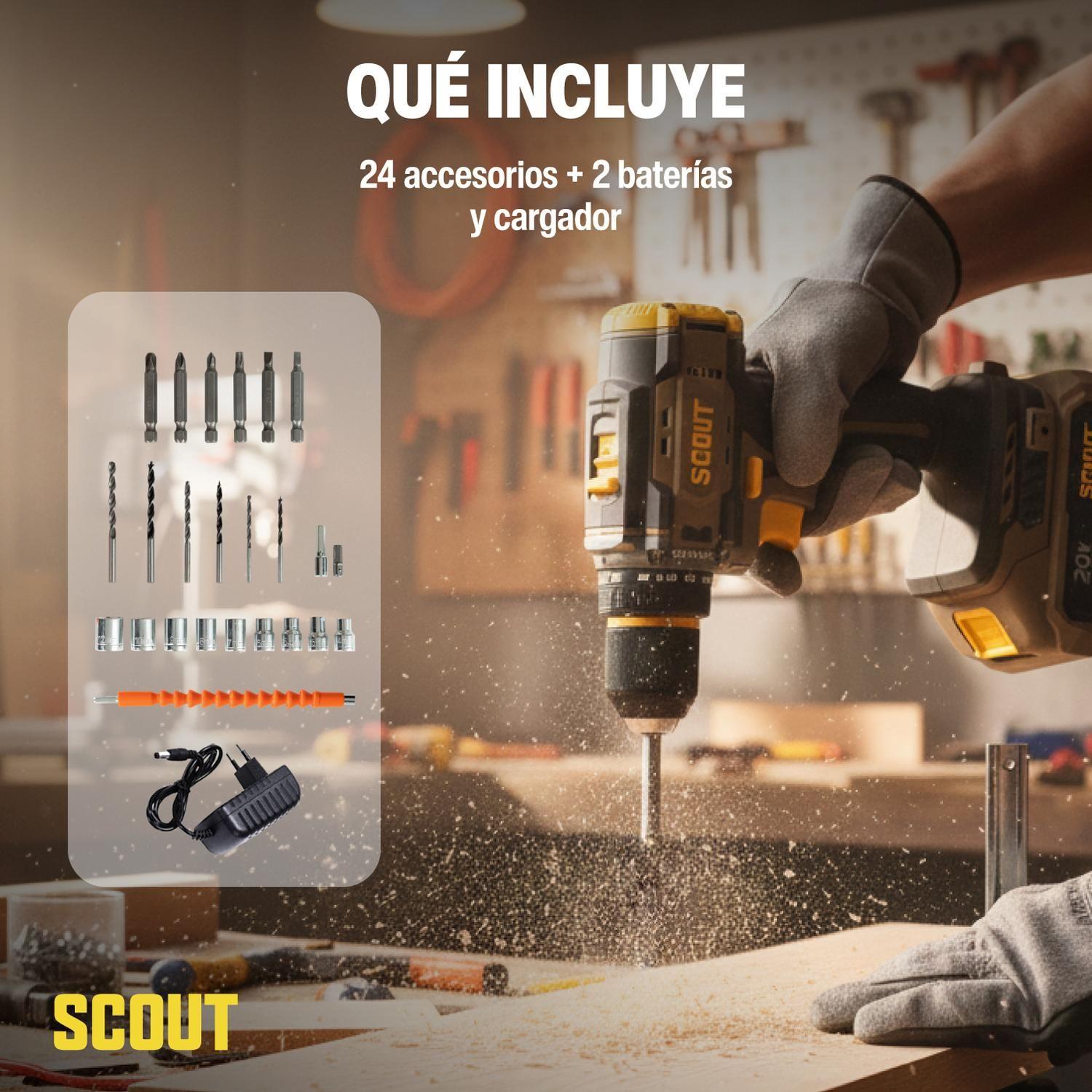 Taladro Atornillador Inalambrico Scout 20v + 2 Baterias-8
