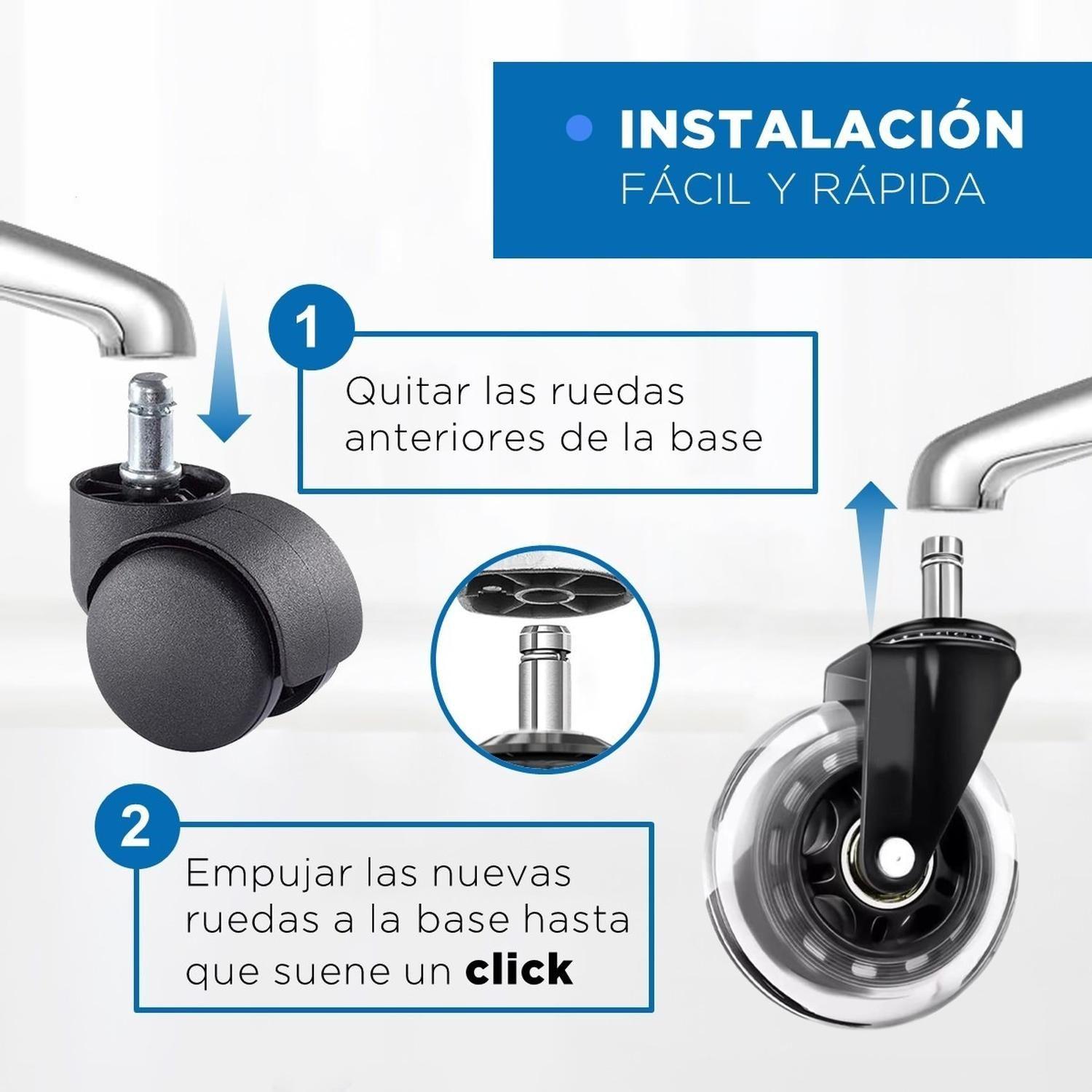 Ruedas Para Silla Escritorio Tipo Roller Set 5 Universales-4