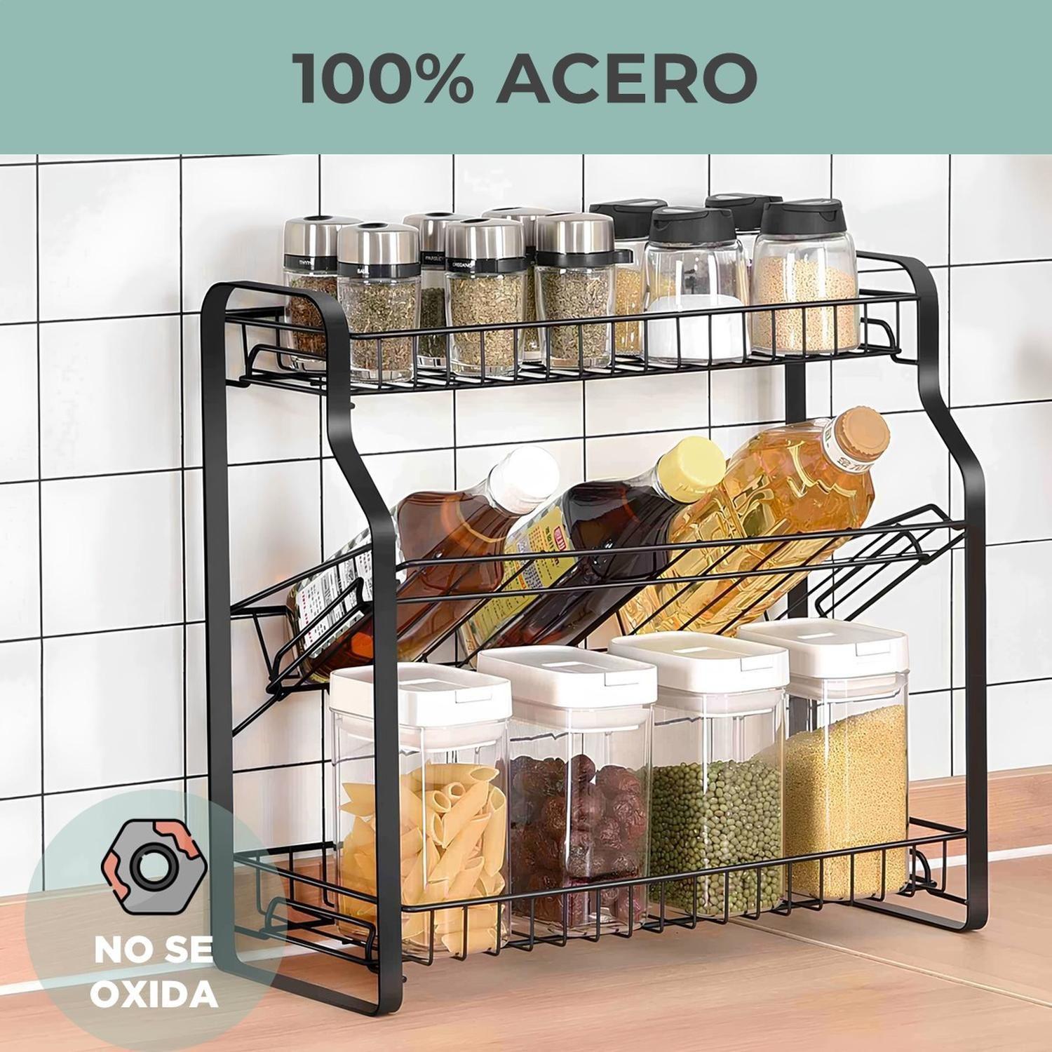 Organizador Rack Cocina Multiuso Especiero 3 Niveles CasaTua-1
