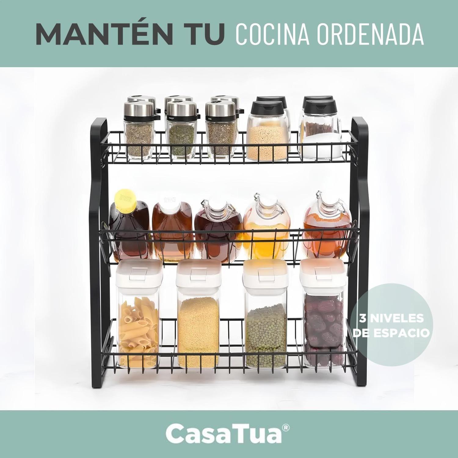 Organizador Rack Cocina Multiuso Especiero 3 Niveles CasaTua-3