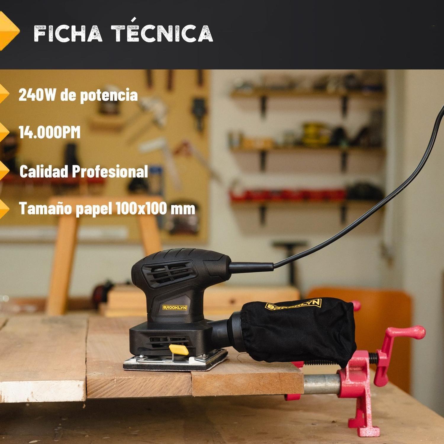 Lijadora Orbital Profesional Brooklyn 240W 220V 1/4 de Hoja-4