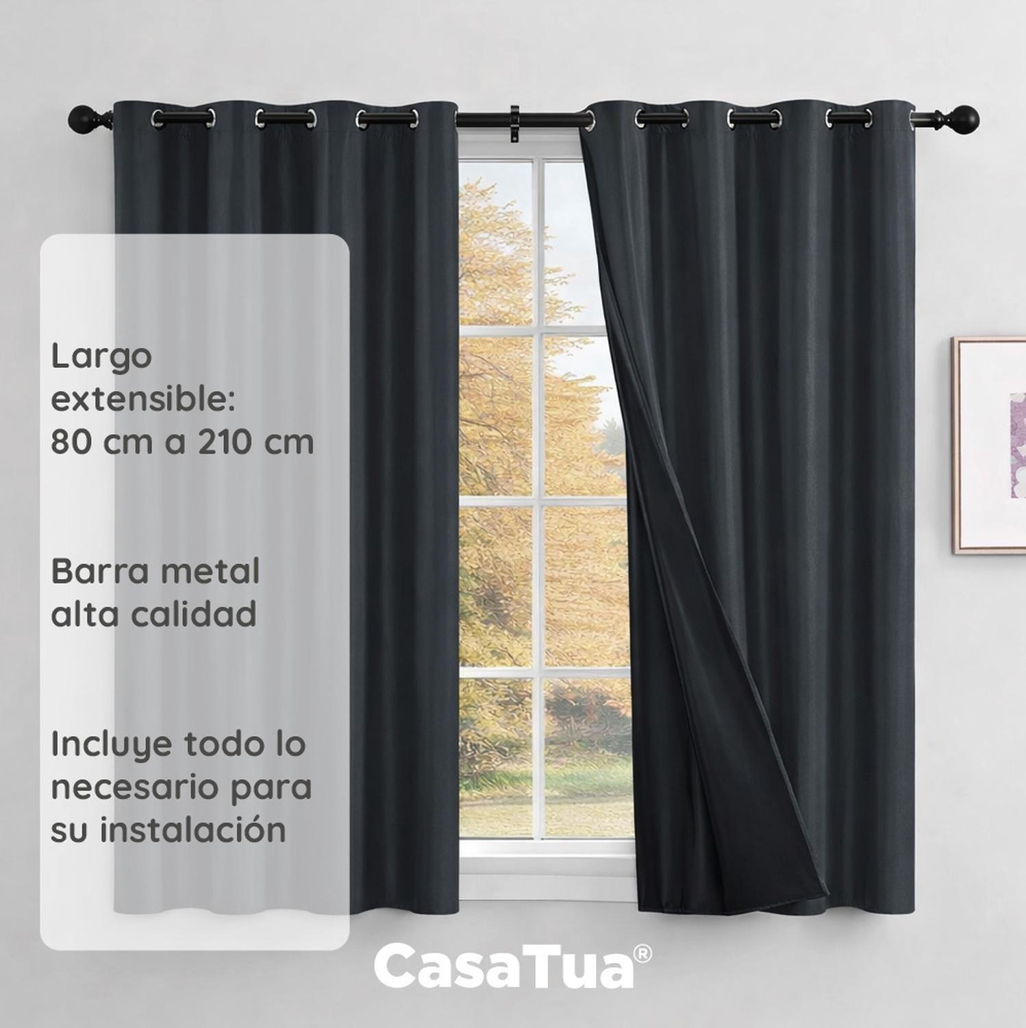 Barra Cortina Casatua Extensible 80 a 210 cm + Soporte-1