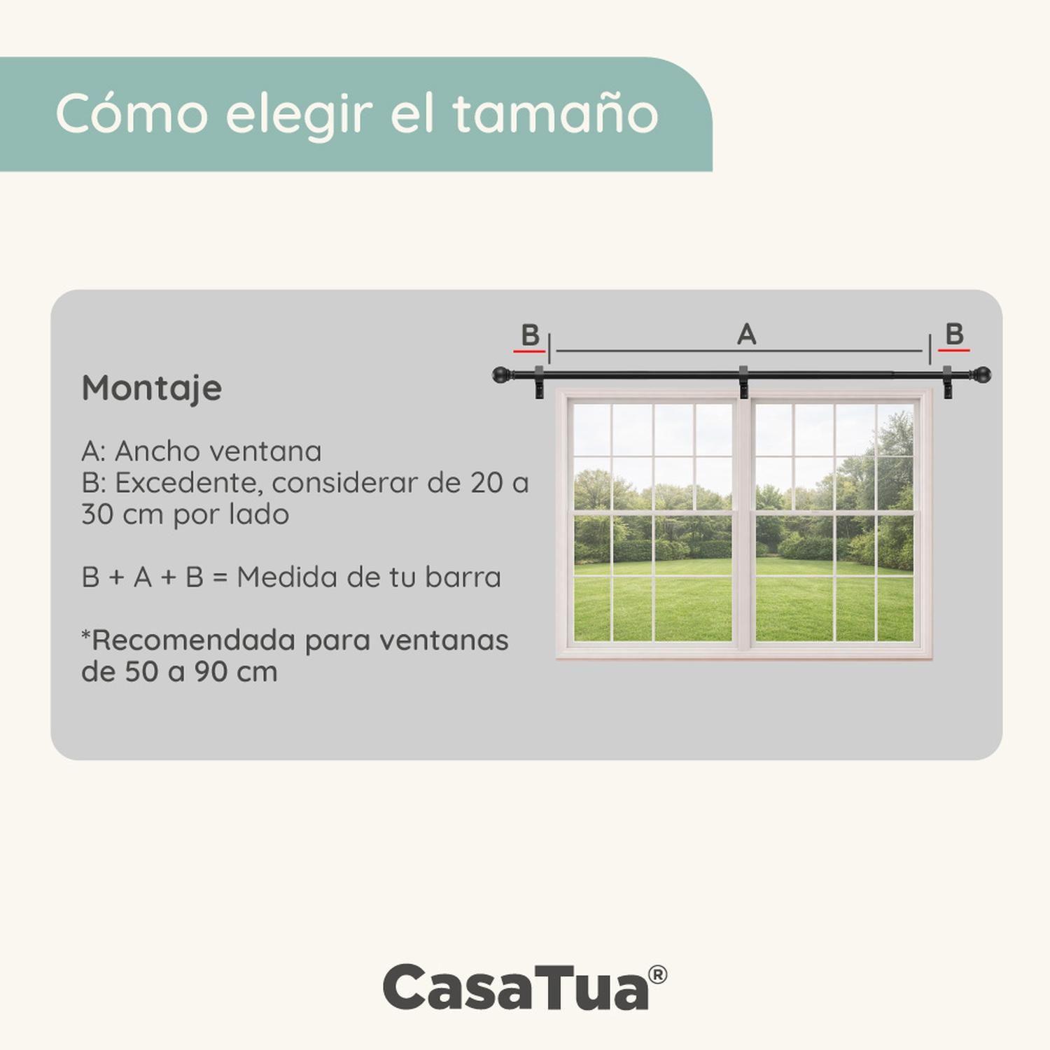 Barra Cortina Casatua Extensible 80 a 210 cm + Soporte-5