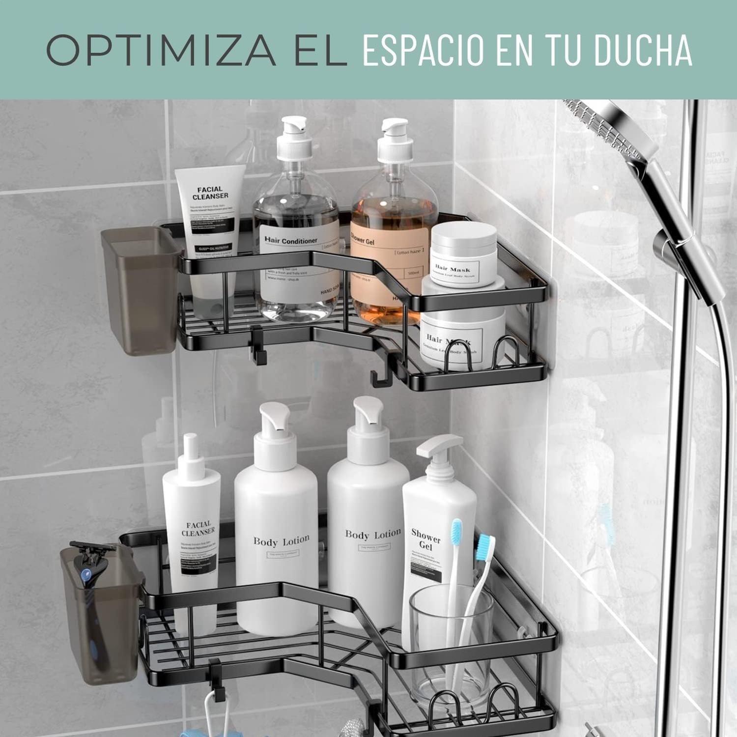 Organizador De Ducha Repisa Baño + Jabonera Set 3 Inoxidable-9