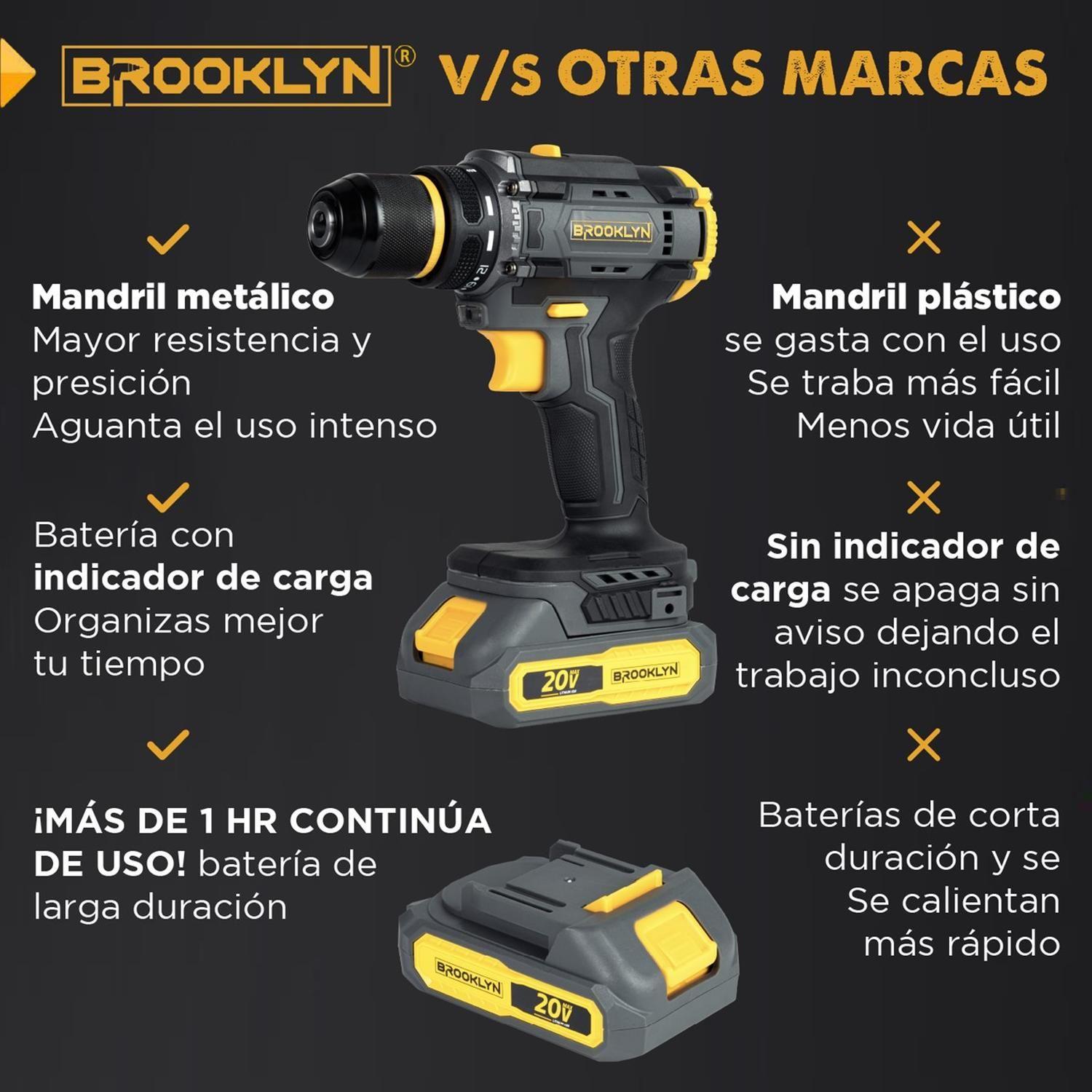 Taladro Destornillador Inalambrico Brooklyn 20v + 2 Baterías-2
