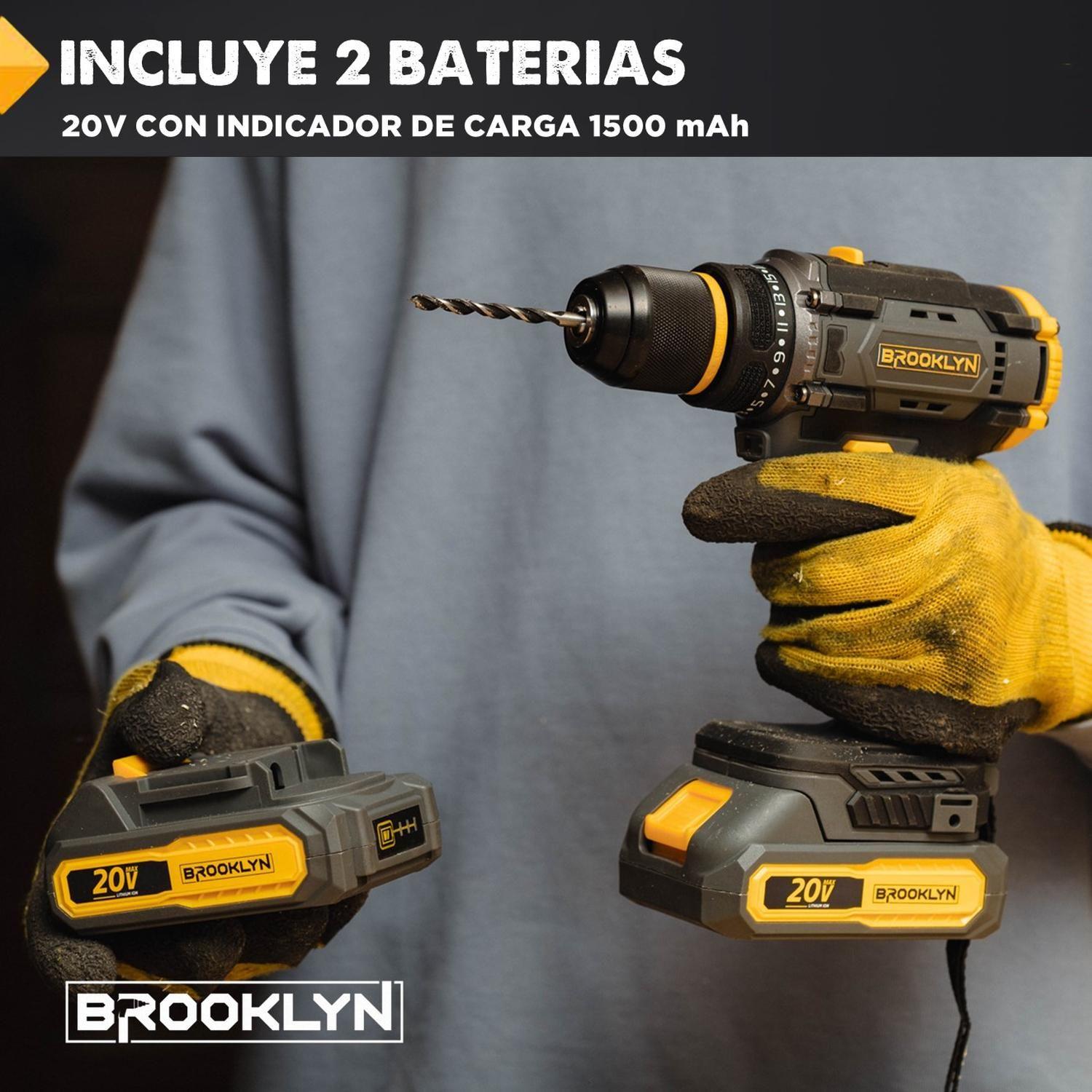 Taladro Destornillador Percutor Inalambrico Brooklyn 20v + 2 Baterías Taladro Atornillador-2