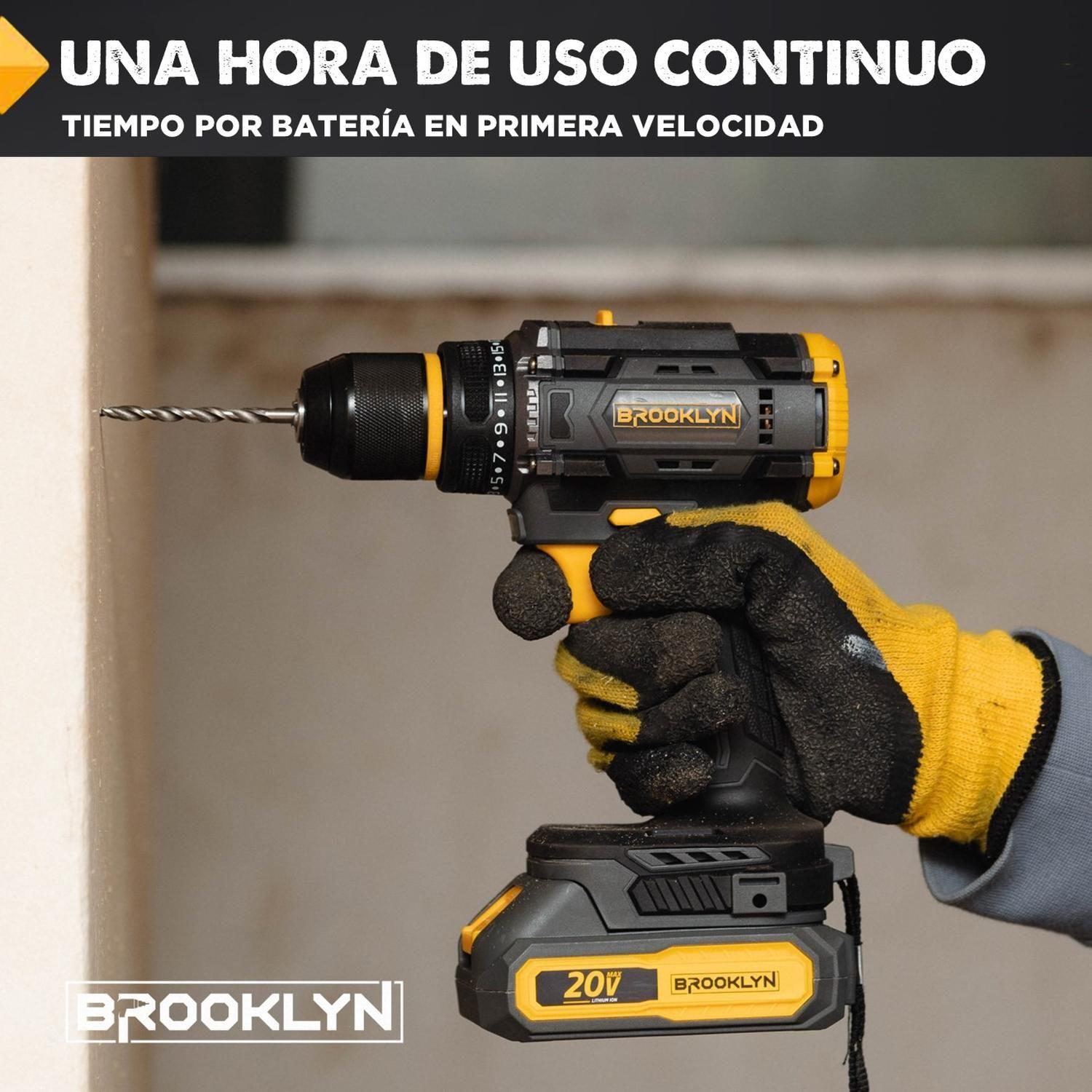 Taladro Destornillador Percutor Inalambrico Brooklyn 20v + 2 Baterías Taladro Atornillador-4