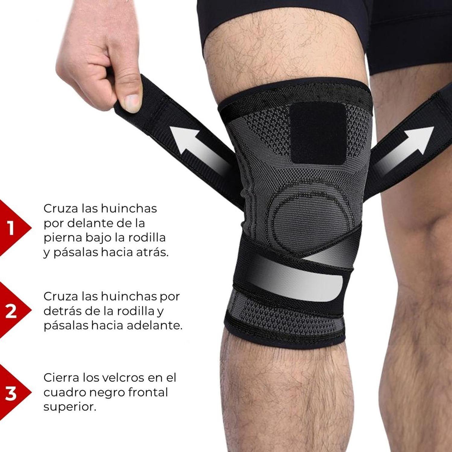 Rodillera Deportiva Compresion Fitnics Set x2 Banda Sujecion gris-6