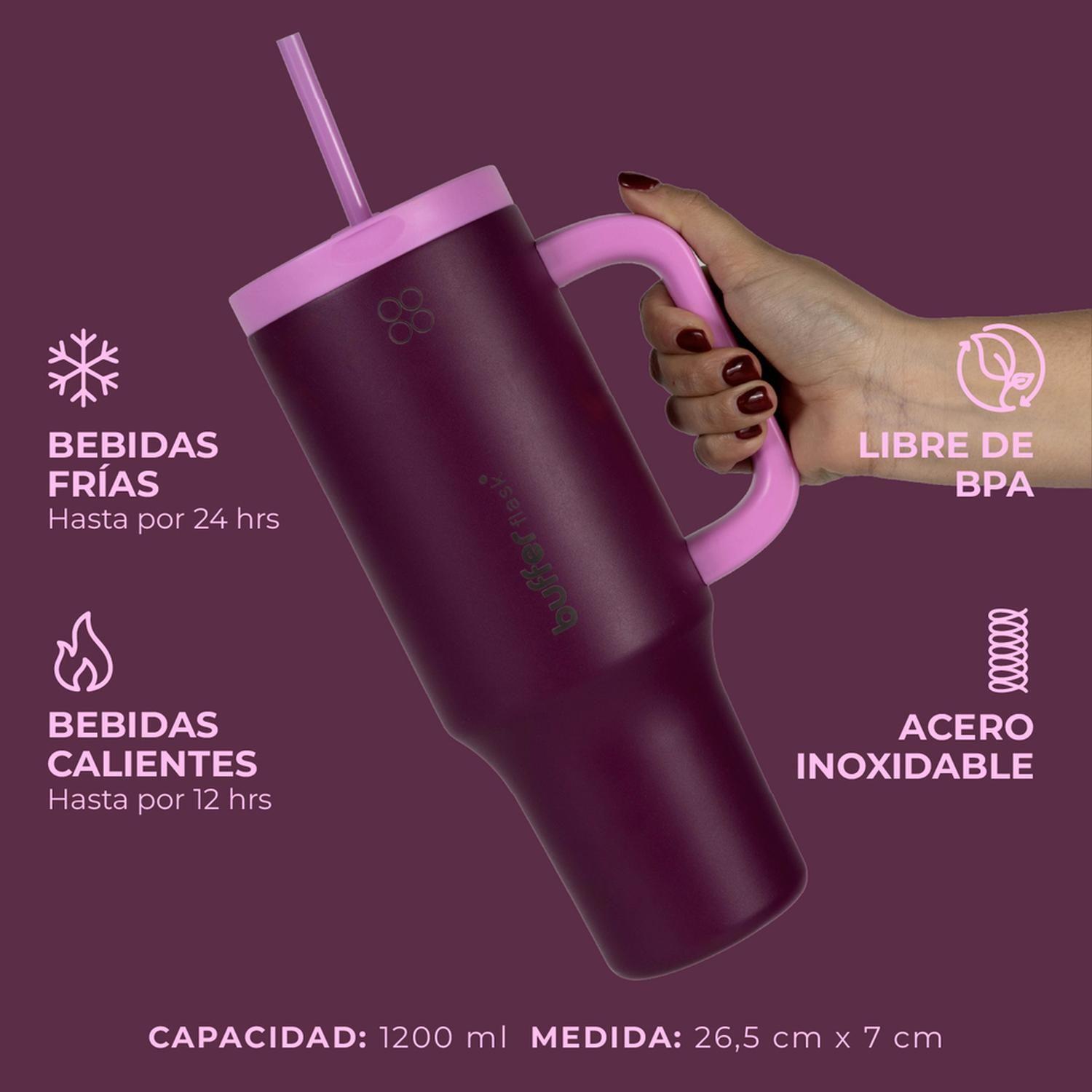 Vaso Termico Vaso Mug Termo 1,2L Acero Inox Buffer Fucsia-2