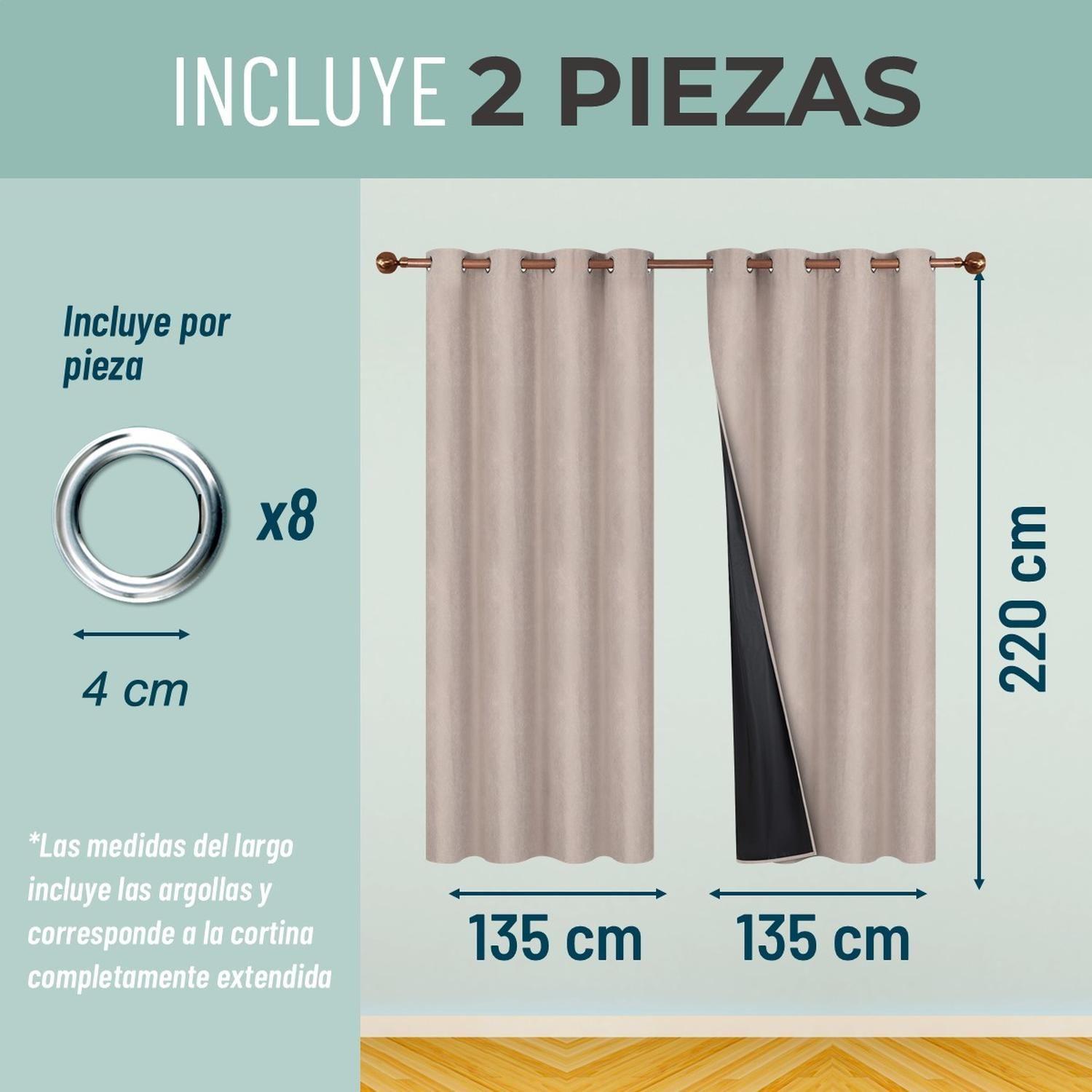 Cortina Blackout 100% 135x220cm Tipo Gamuza Casatua Set de 2-2
