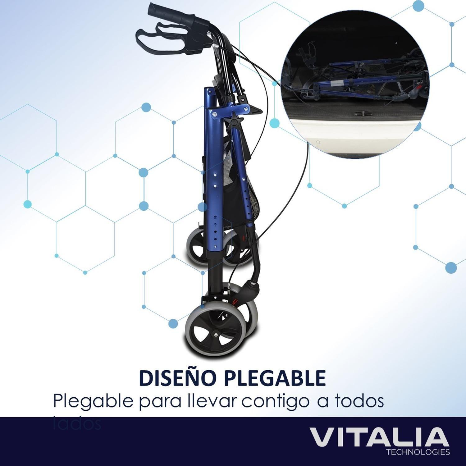 Andador Burrito con Asiento 4 Ruedas Plegable Liviano Freno-6