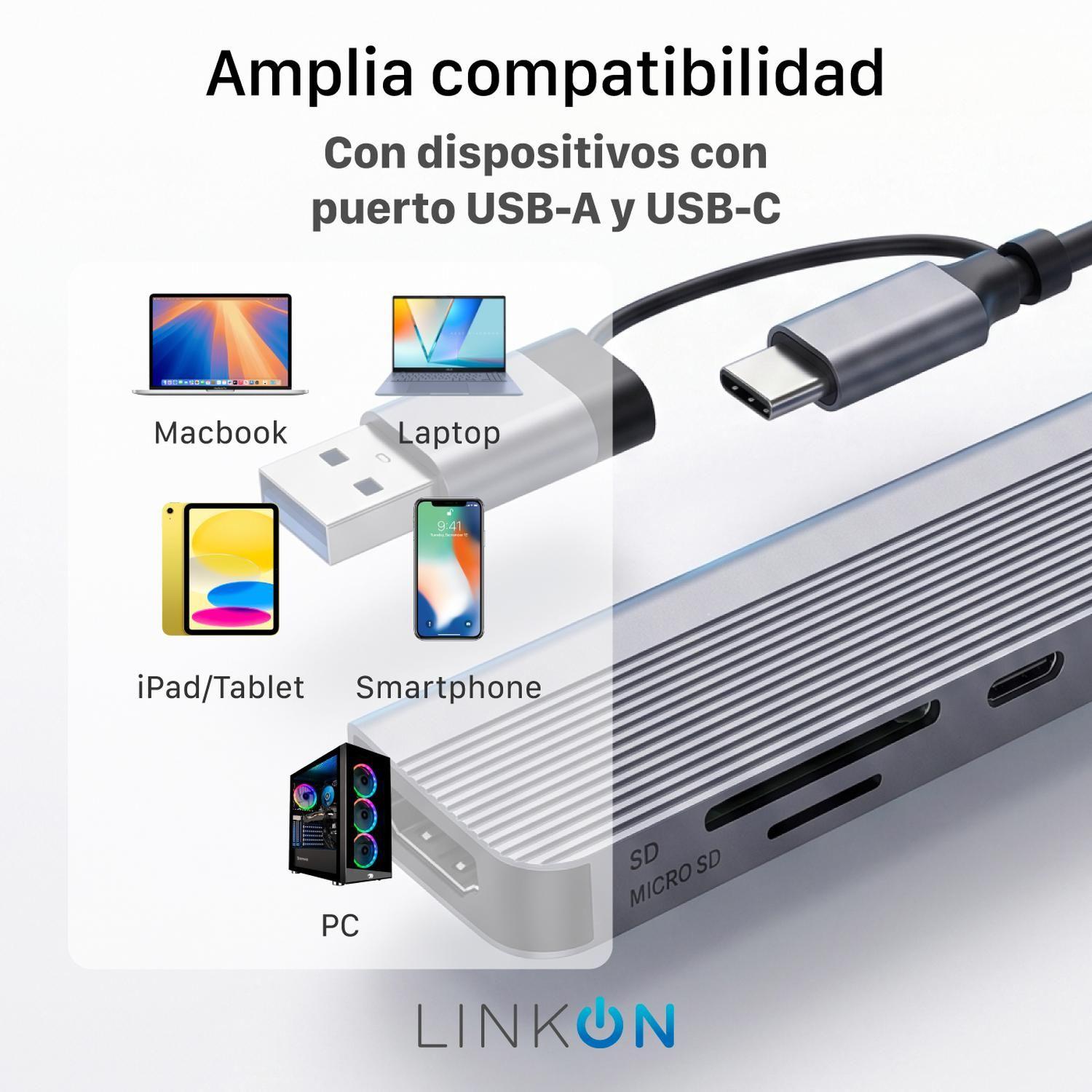 Hub Adaptador Usb C 7 en 2 Linkon Para Mac Macbook Windows-8