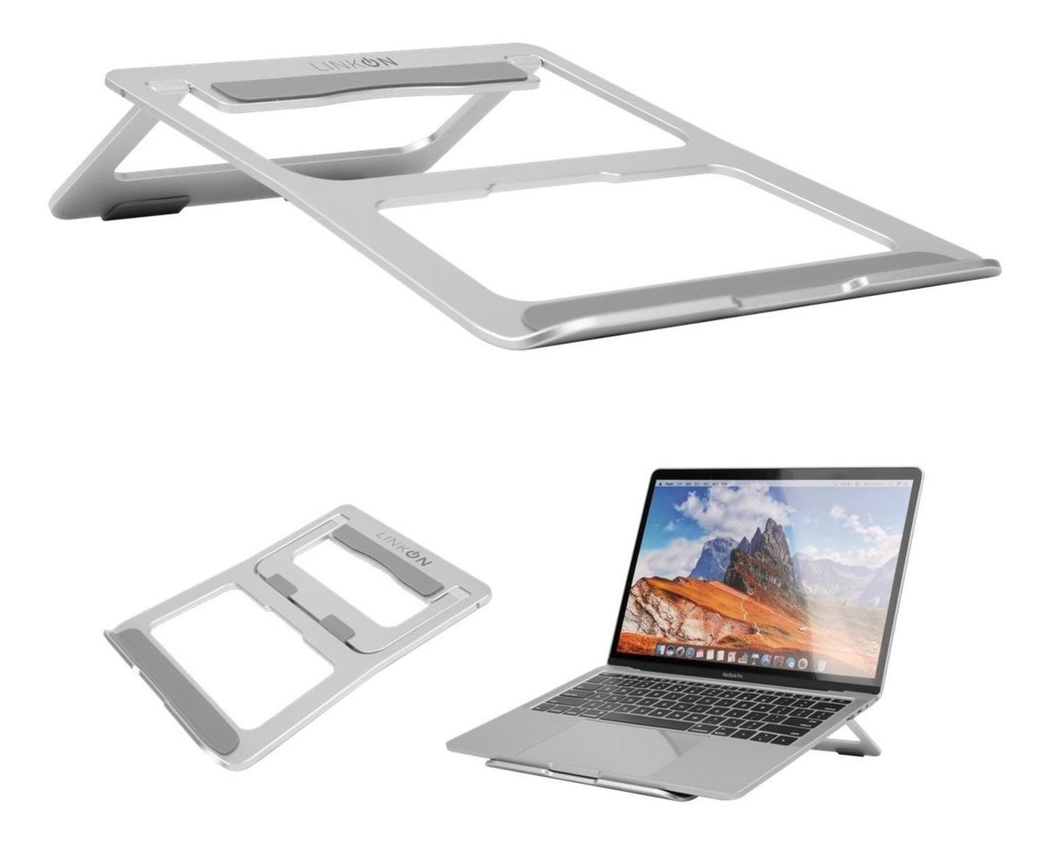 Soporte Base Alzador Aluminio Para Macbook Notebook 10 a 17"-0