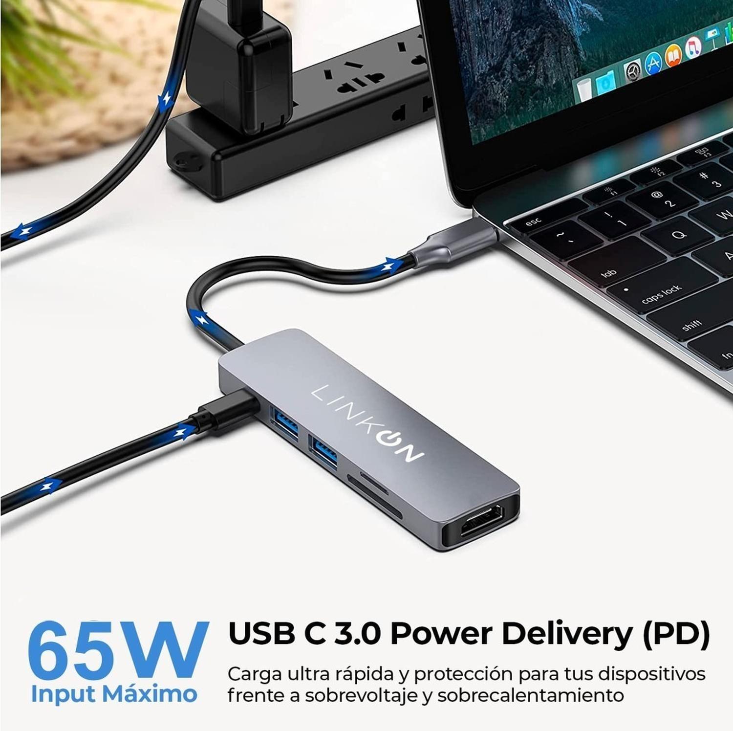 Hub Adaptador Usb Tipo C 6 En 1 Mac Windows hdmi Usb 3.0 PD-3