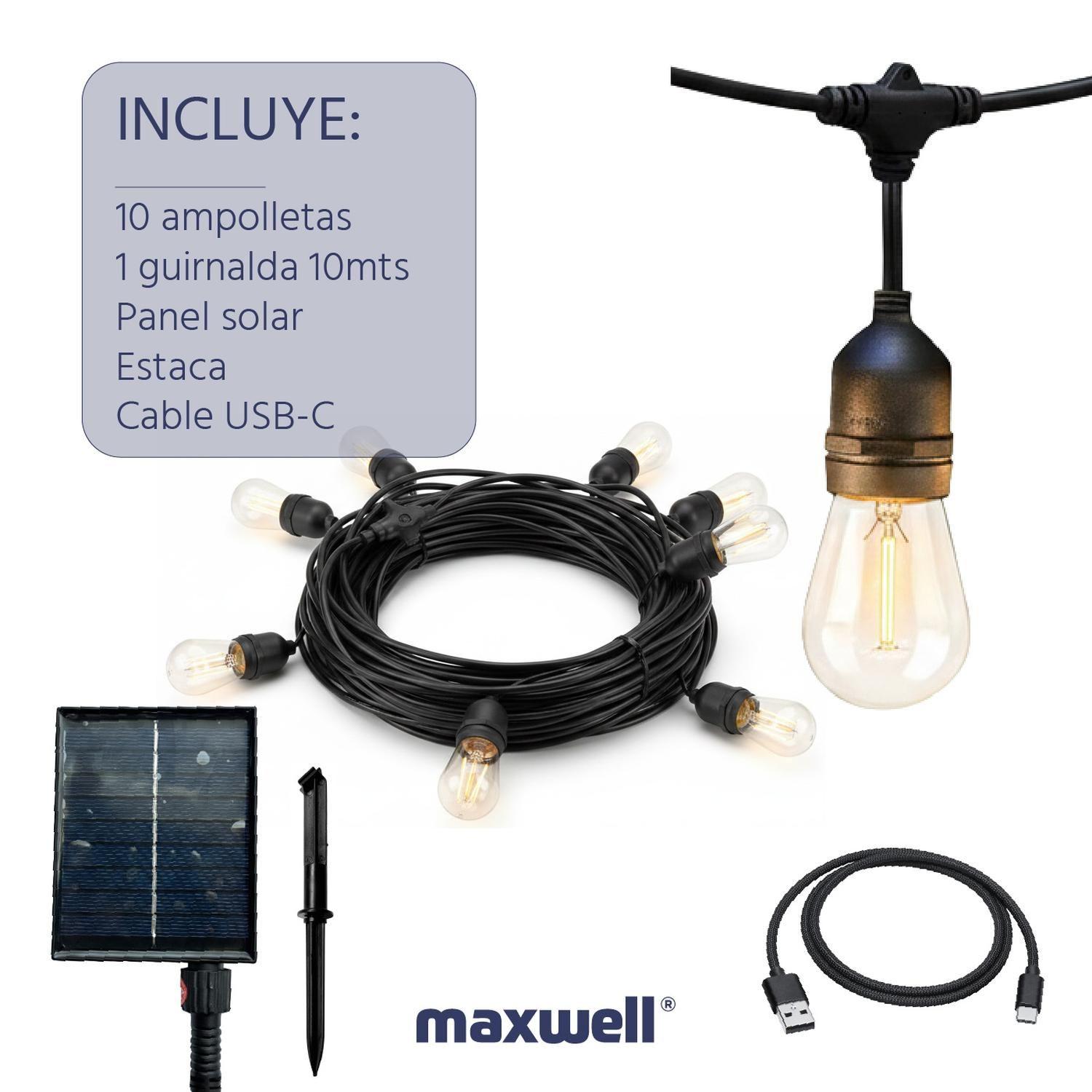 Guirnalda Solar Maxwell 10m Luces Exterior Terraza Impermeable-8