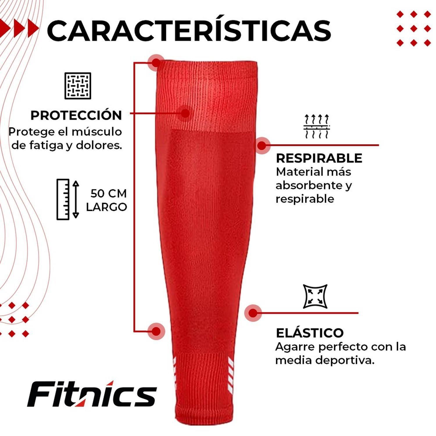 Medias Futbol Deportivas Sin Pie Pantorrillera Fitnics Set 2 rojo-2