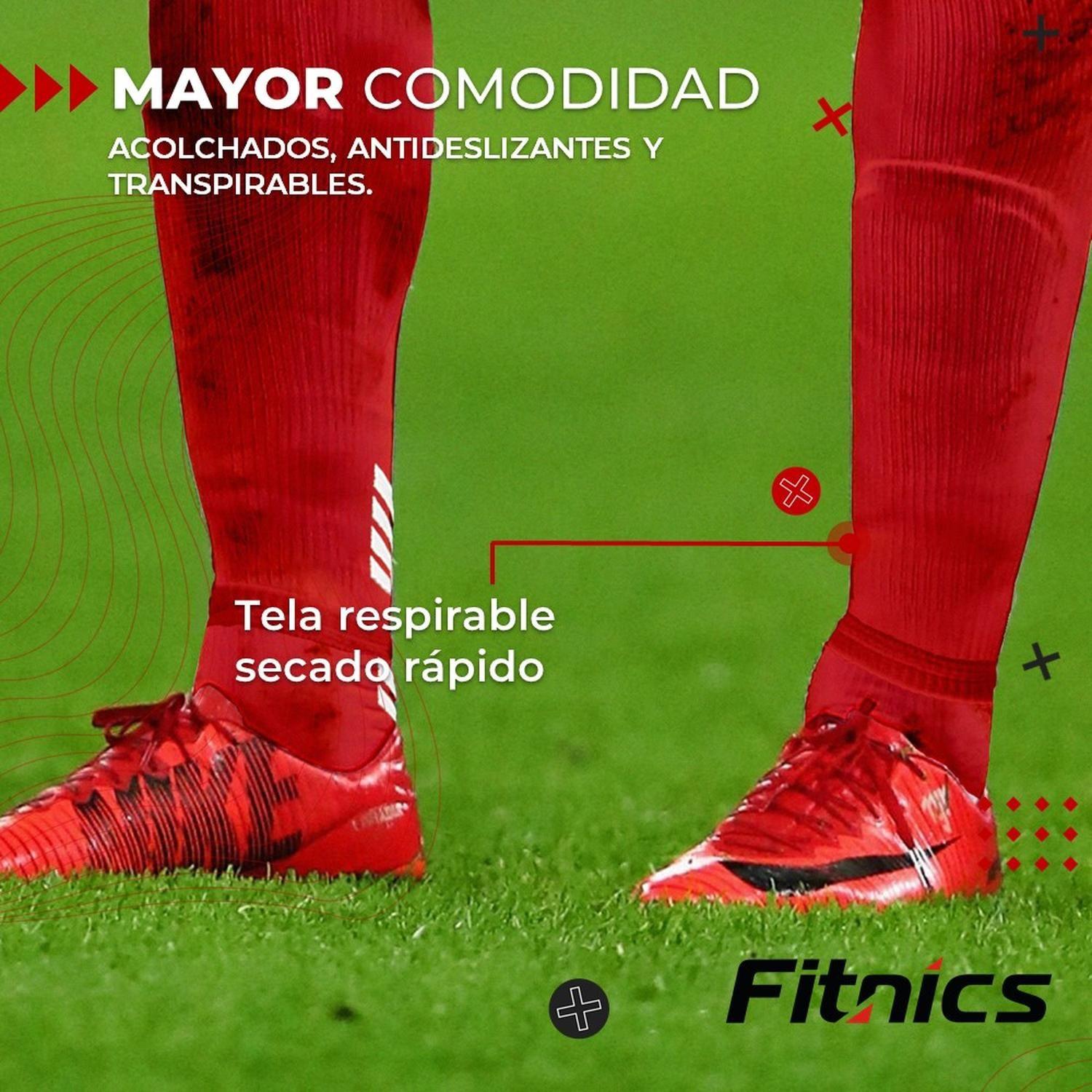 Medias Futbol Deportivas Sin Pie Pantorrillera Fitnics Set 2 rojo-5