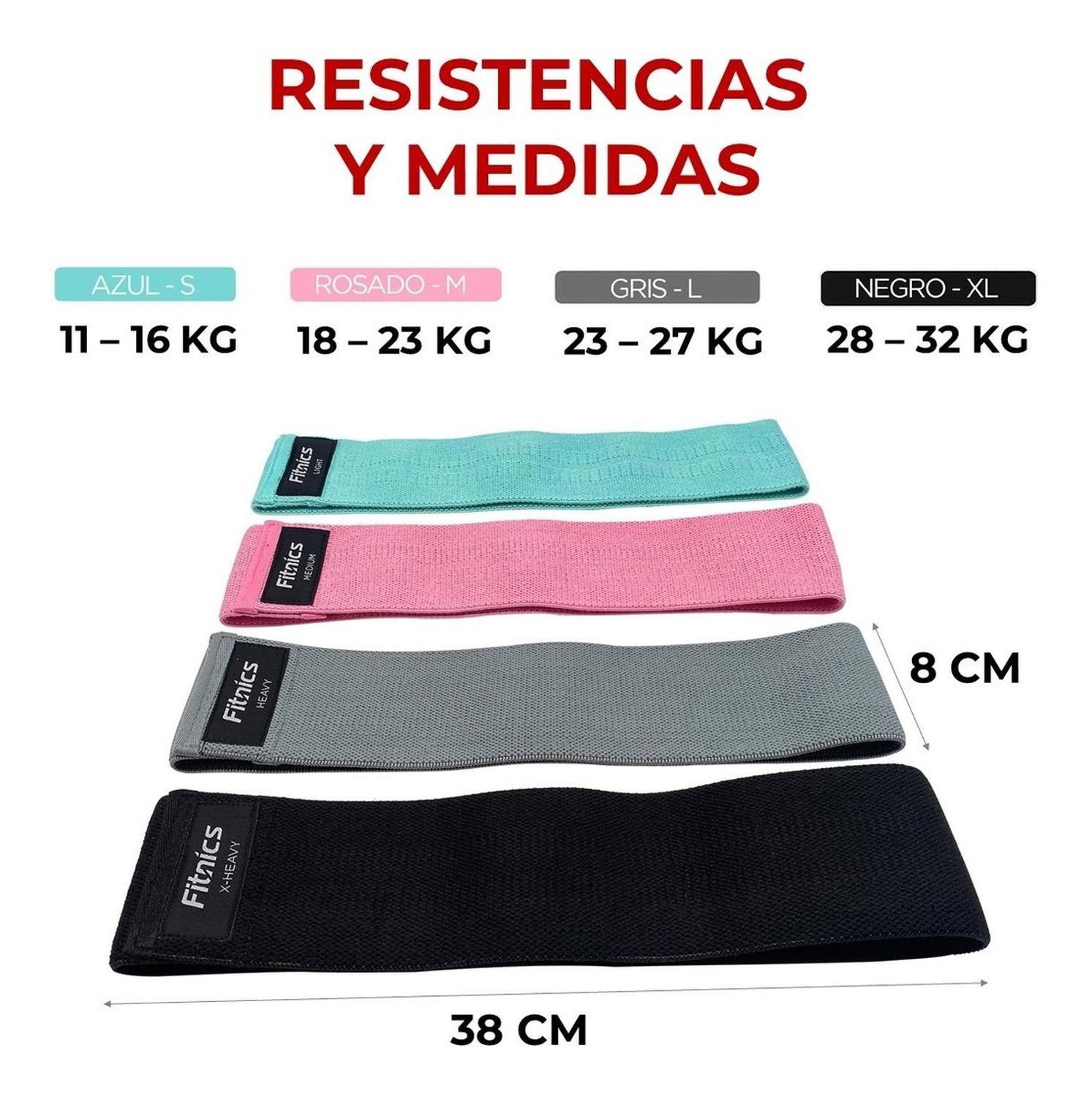 Bandas Resistencia Elasticas Tela Fitnics Ejercicio Set x 4-3