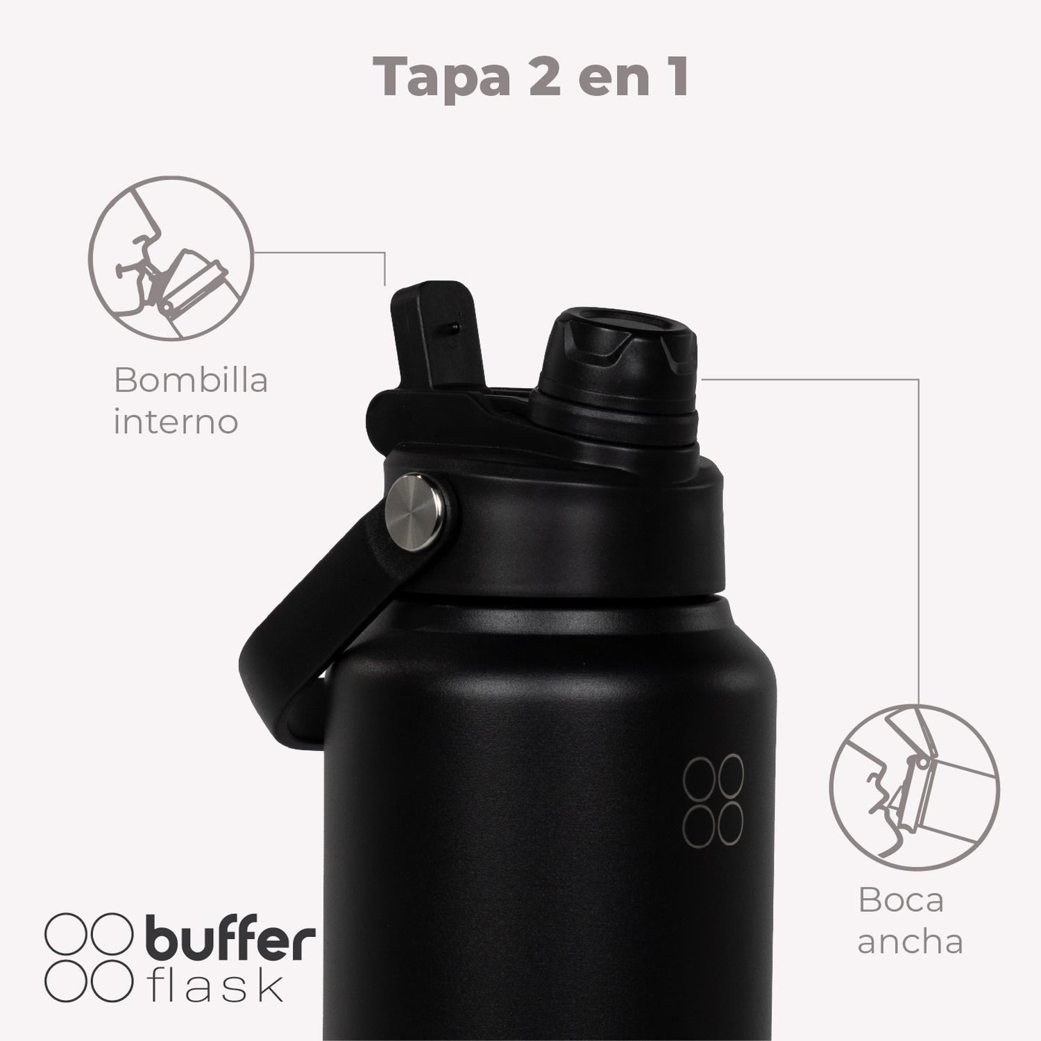 Termo Botella Agua Termica Buffer Flask Acero Inox 1L 2 en 1 Set de 2-4