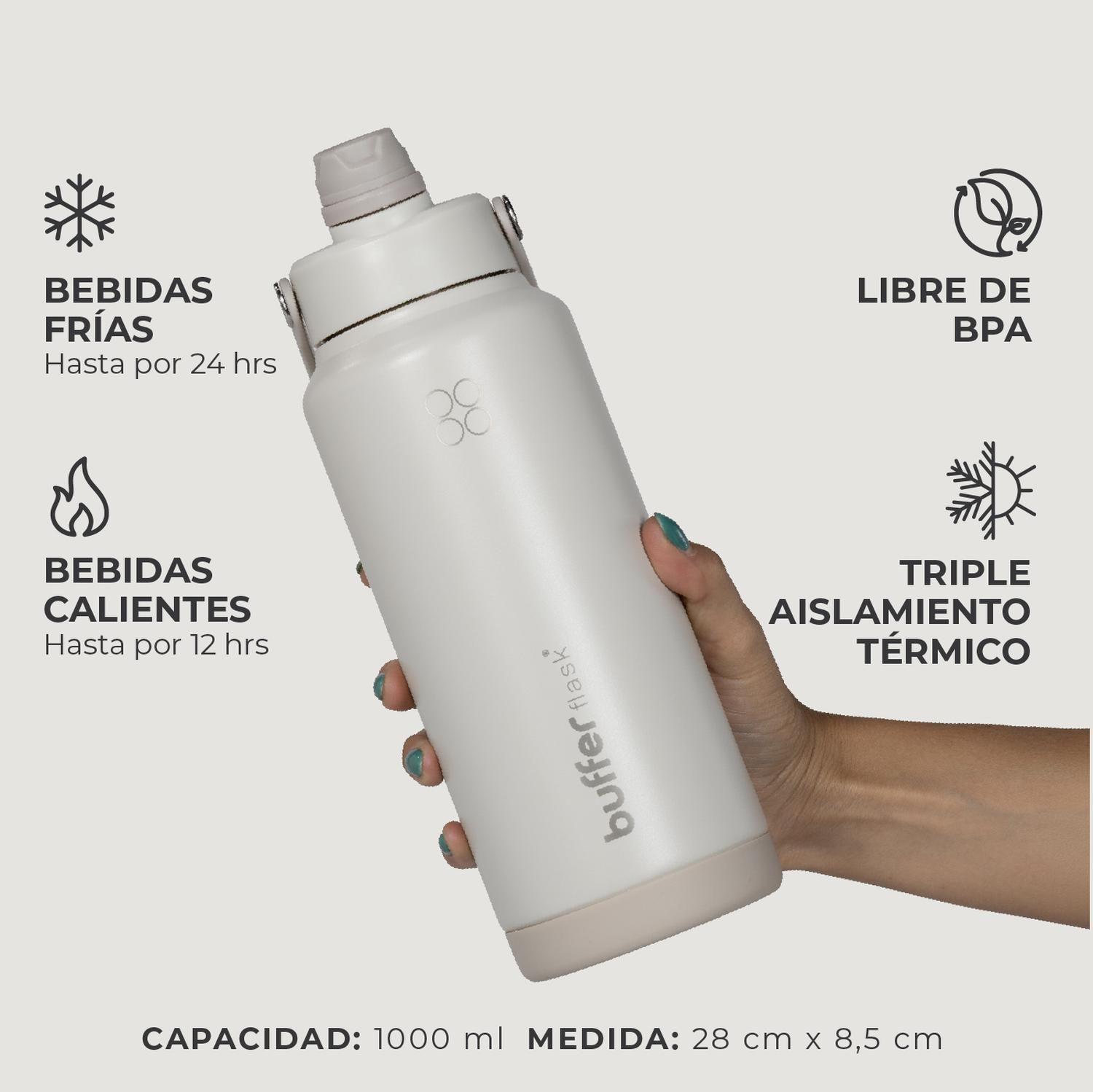 Termo Botella Agua Termica Buffer Flask Acero Inox 1L 2 en 1 Set de 2-5