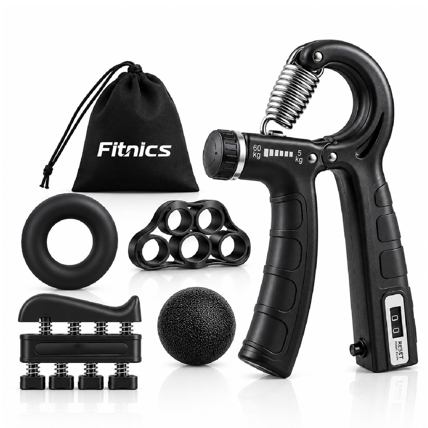 Set Hand Grip Ejercitador Manos y Antebrazo Fitnics 10-60 Kg-0