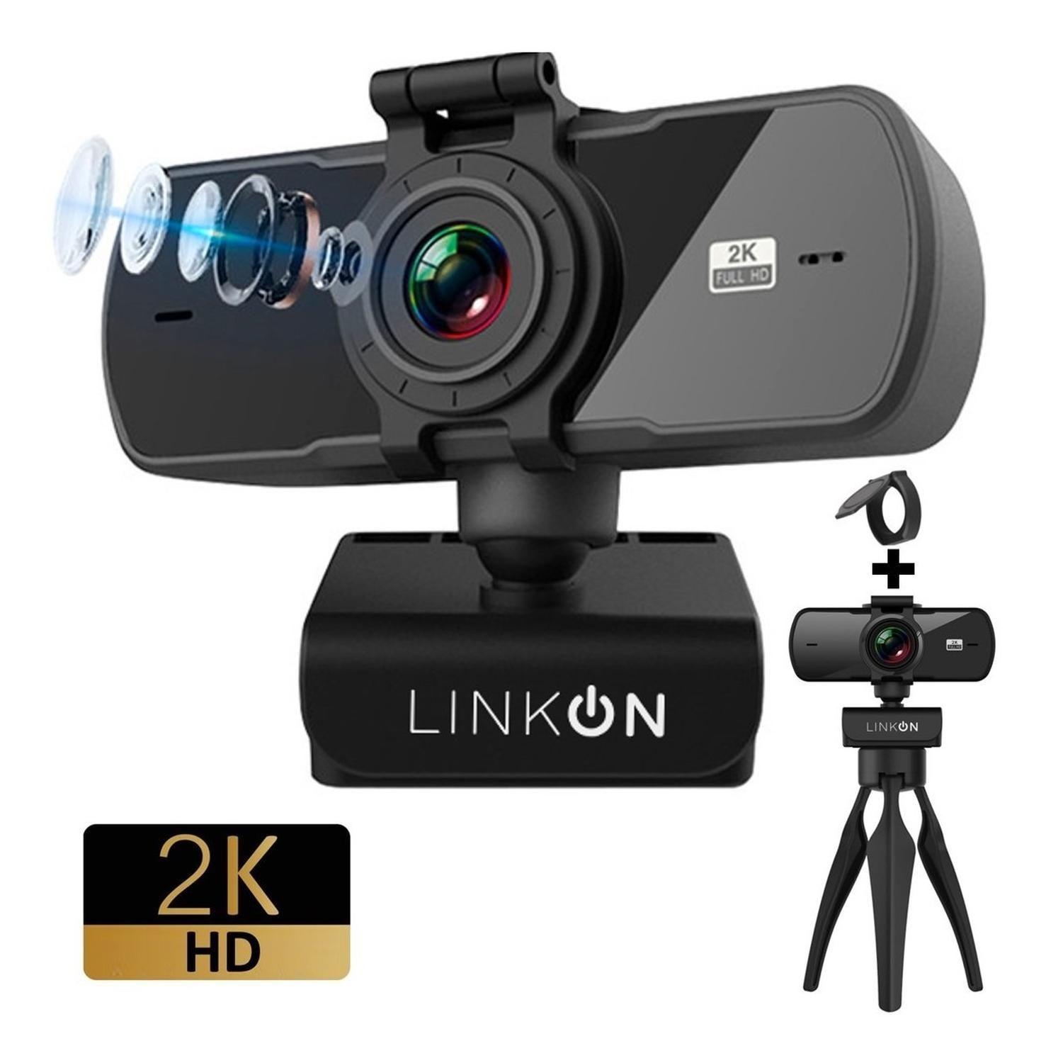 Webcam Camara Web 2K 1440p USB Microfono Tripode Cubre Lente-3