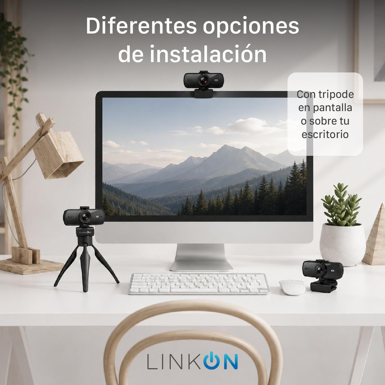 Webcam Camara Web 2K 1440p USB Microfono Tripode Cubre Lente-2