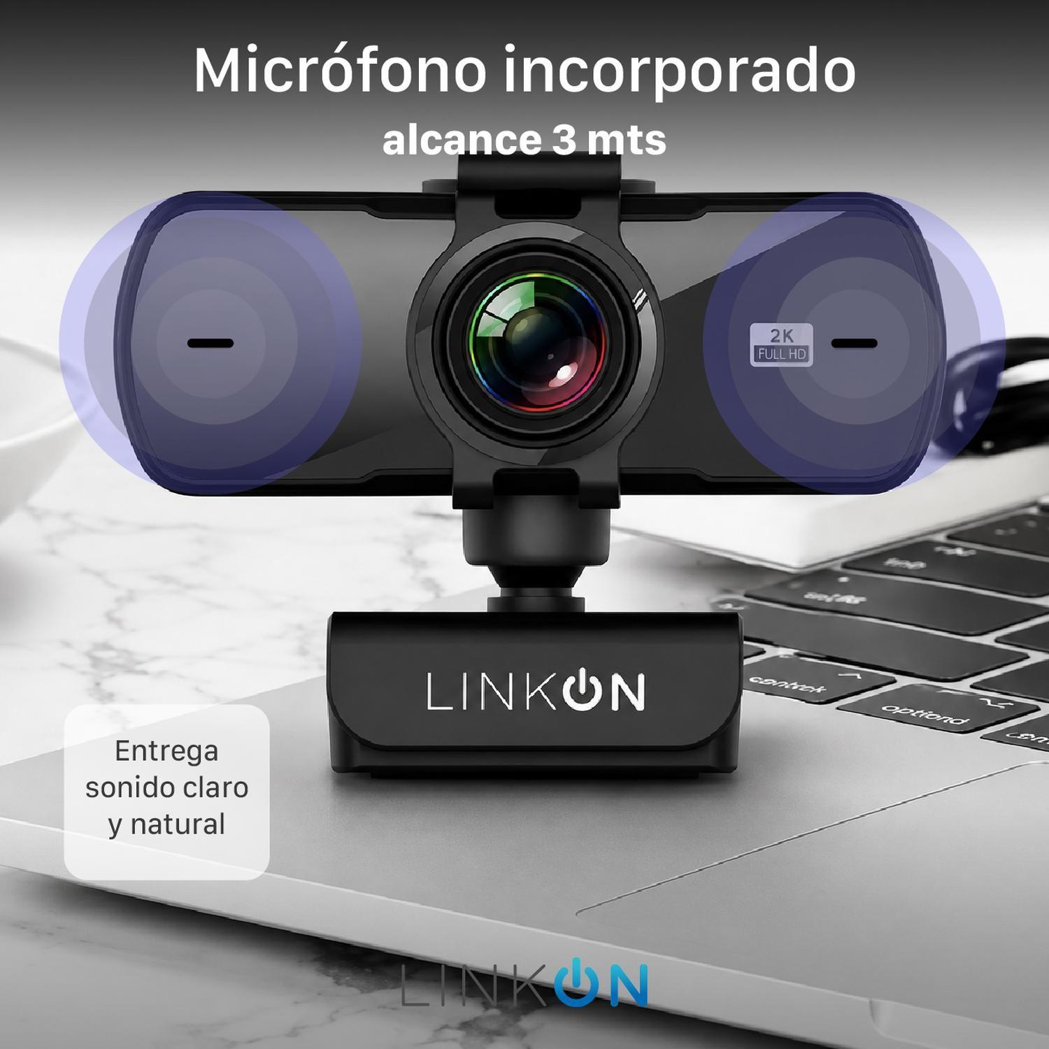 Webcam Camara Web 2K 1440p USB Microfono Tripode Cubre Lente-3