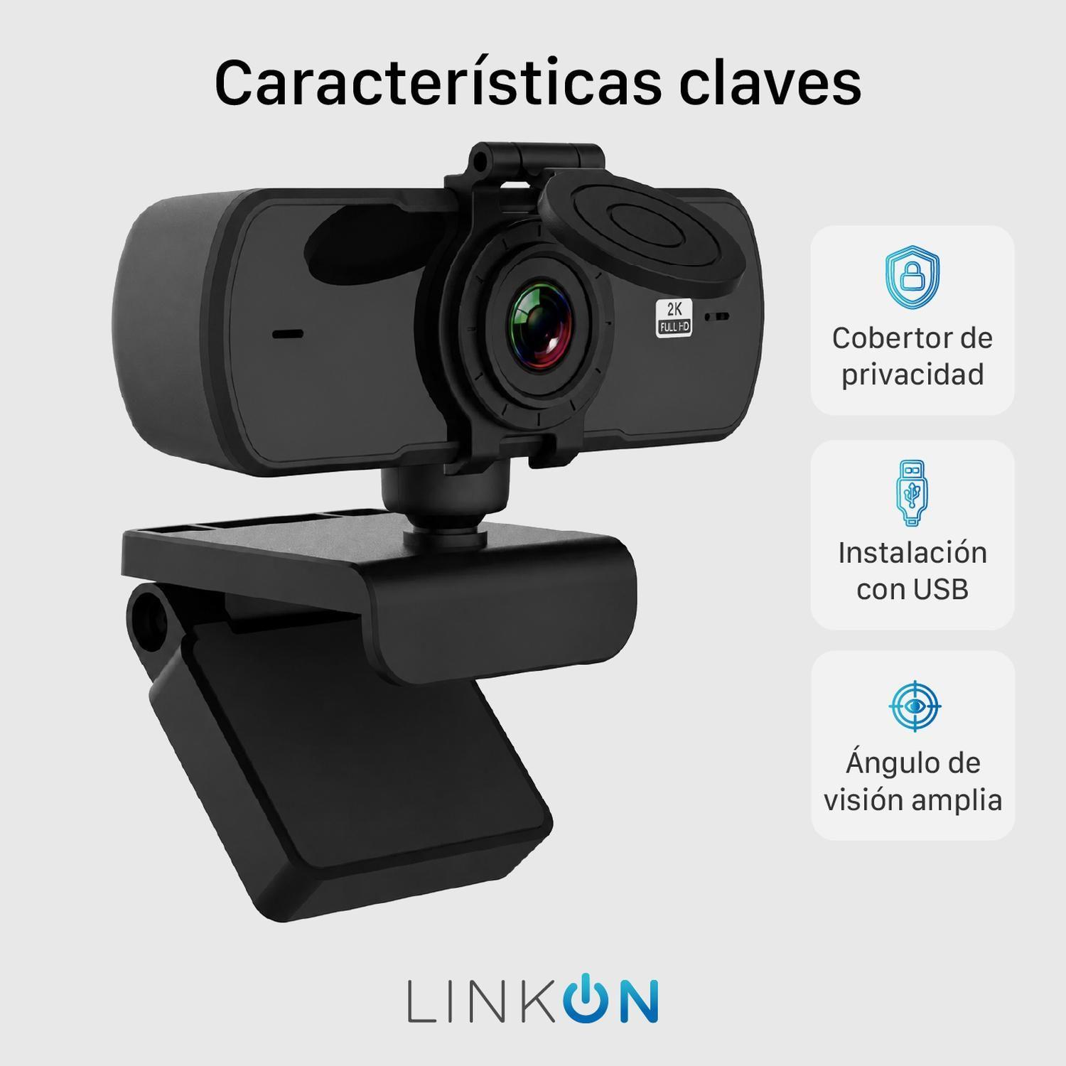 Webcam Camara Web 2K 1440p USB Microfono Tripode Cubre Lente-4
