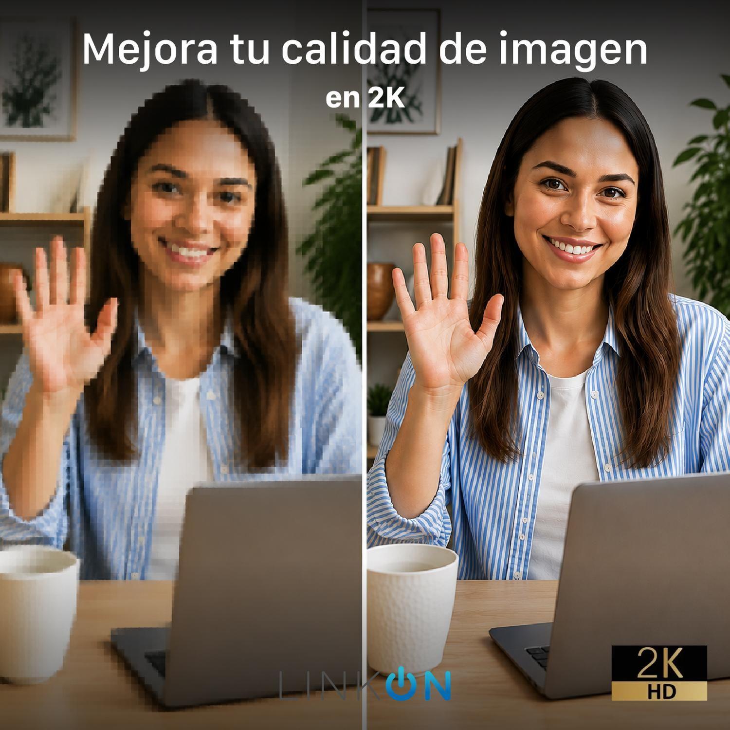 Webcam Camara Web 2K 1440p USB Microfono Tripode Cubre Lente-7
