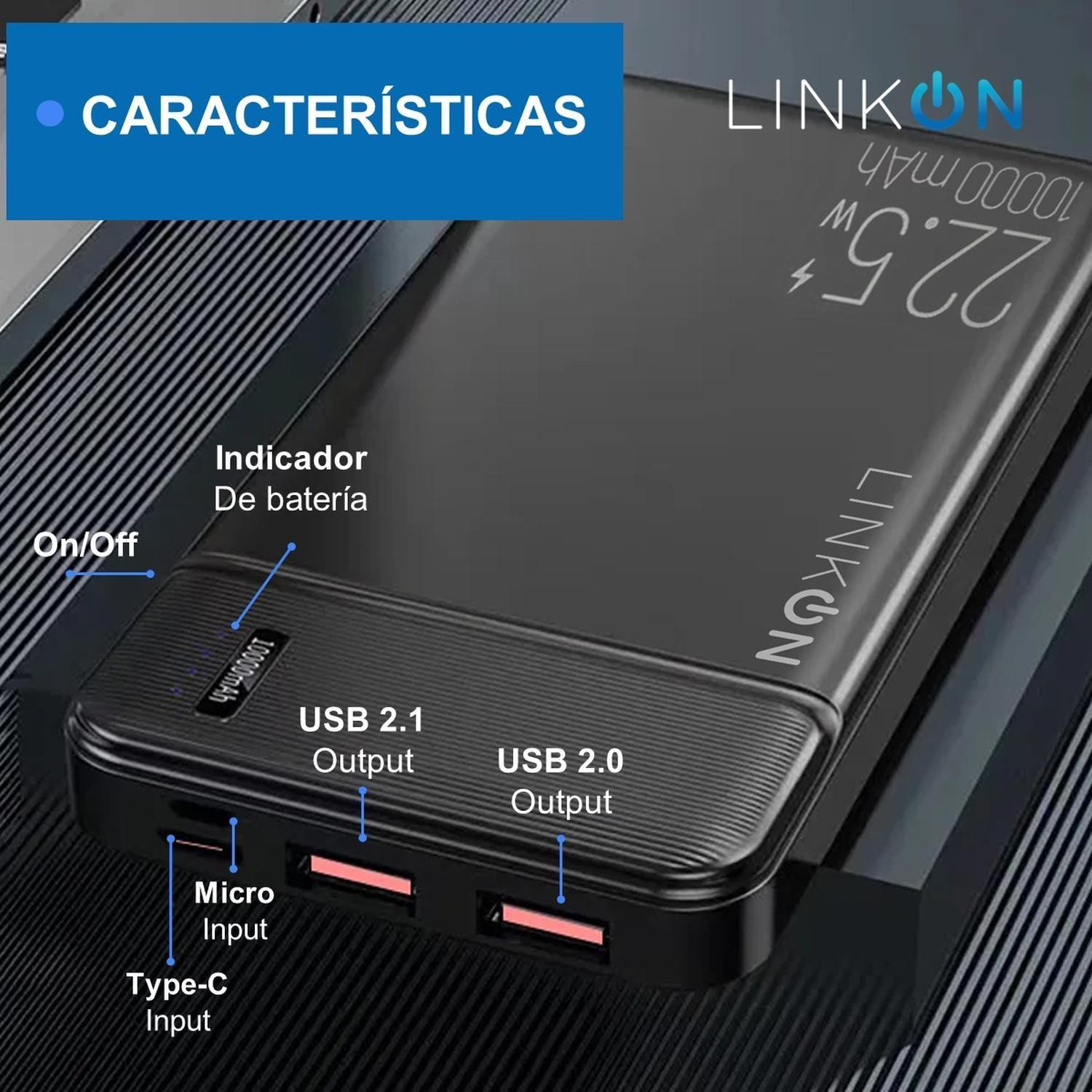 Bateria Externa Cargador Rapido Power Bank LinkOn 10.000 Mah-4