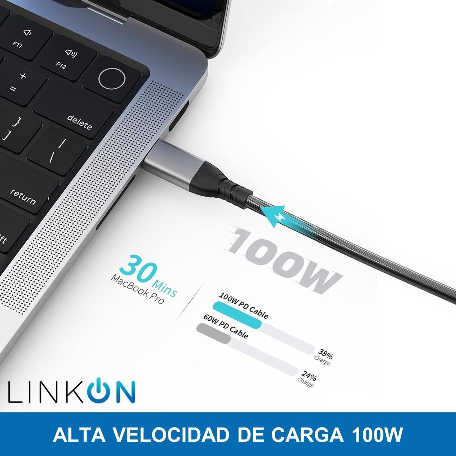 Cable USB C a USB y C 2-en-1 Carga 100W Datos 20G 4K Linkon-4