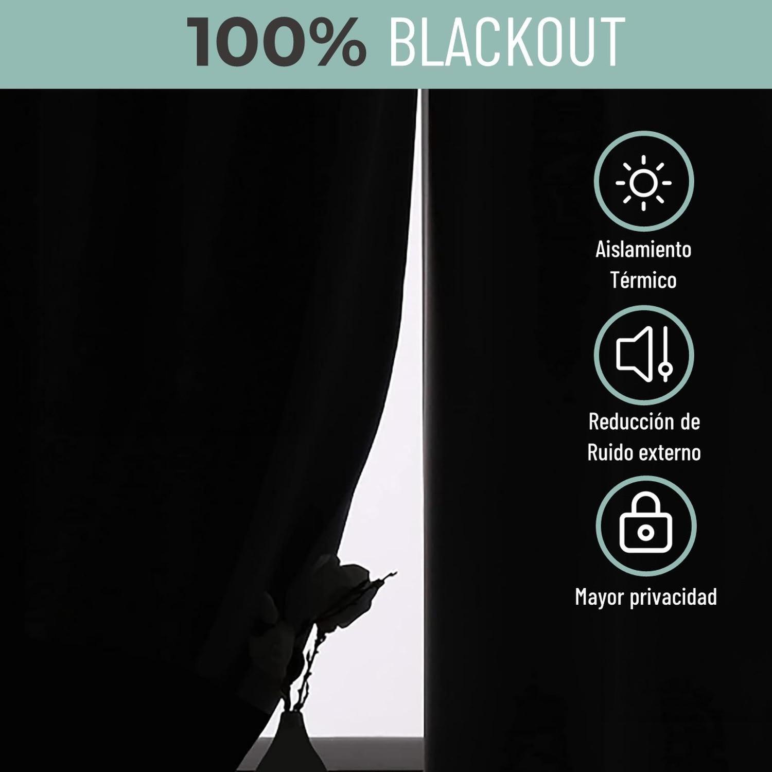 Cortina 100% Blackout Termica Diseño Set 2 Casatua 140x220-3