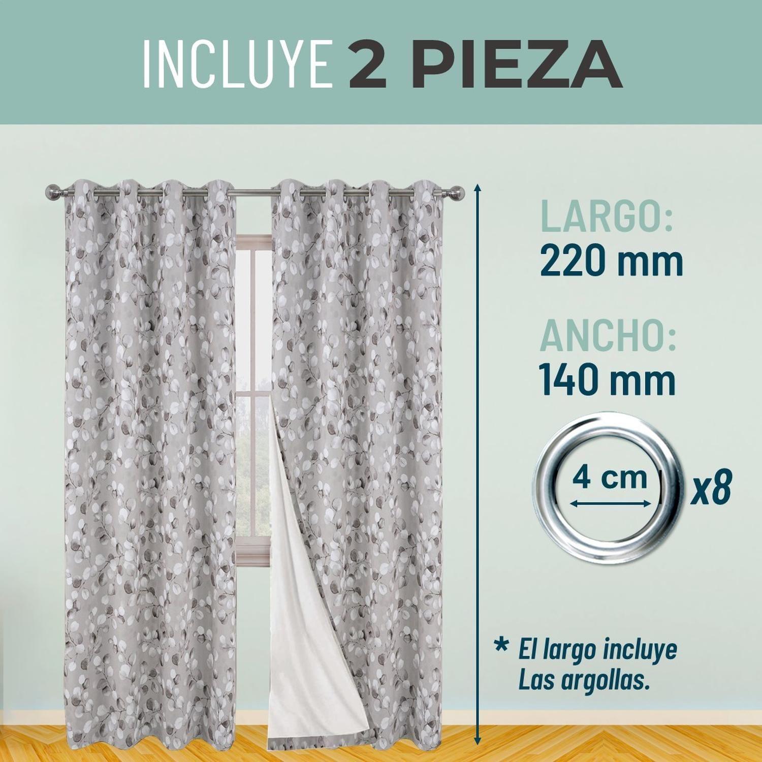 Cortina 100% Blackout Termica Diseño Set 2 Casatua 140x220-5